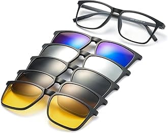 JIM HALO Magnetic 5Pcs Polarized Clip-on Sunglasses Plastic Frame for Night Driving
