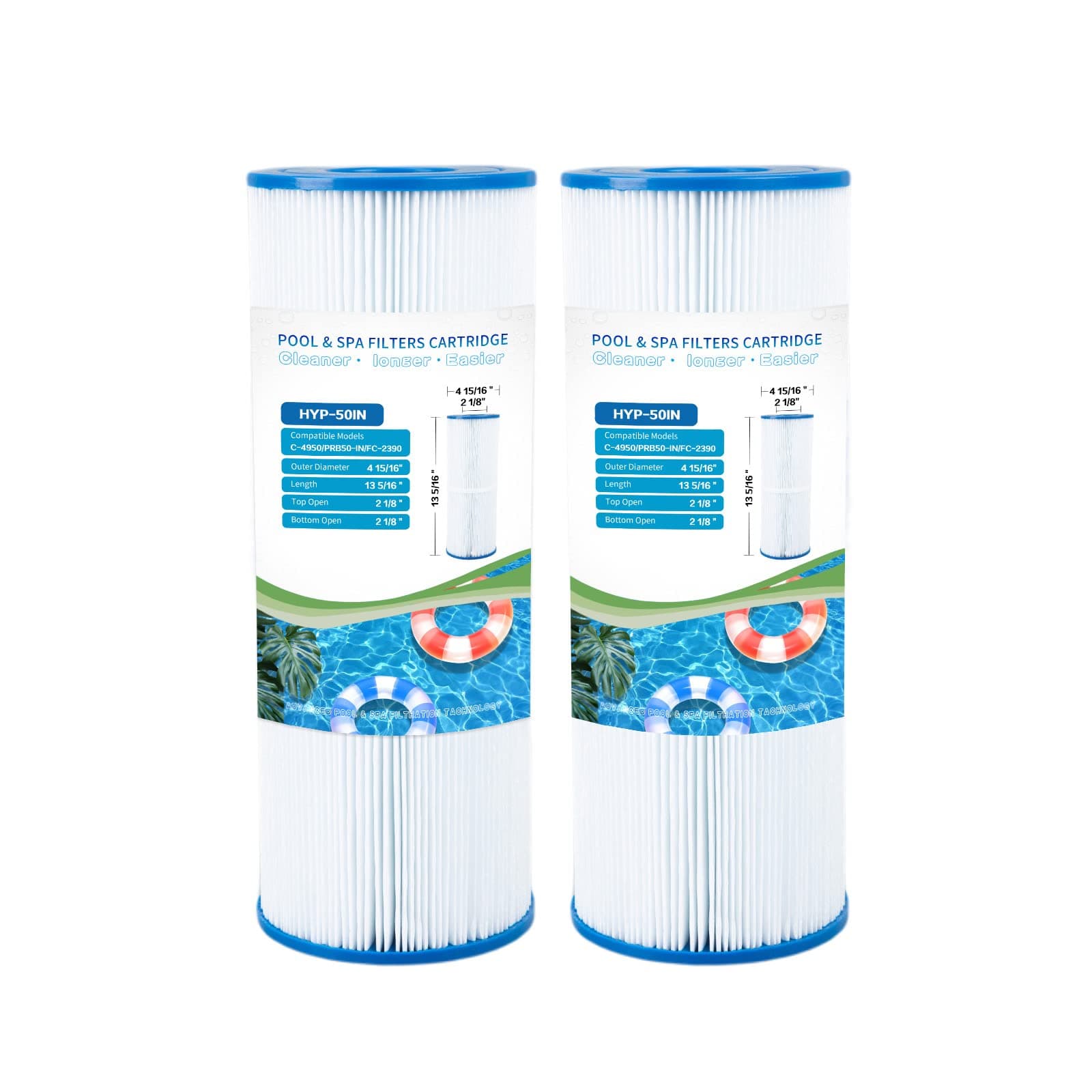PURIFIED Pool and Spa filterr Replaces PRB50-IN, Unicel C-4950, Filbur FC-2390, J210/J220/J235/J245/J275, Guardian 413-212-02, 373045, 817-5000, 5X13 Drop in Hot Tub Filter (2 Pack)