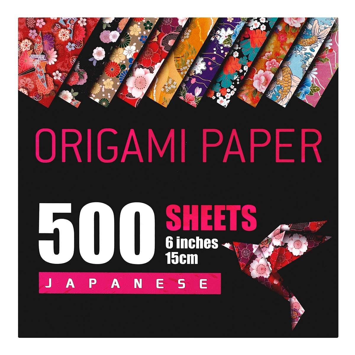 Japanese Washi Origami Paper 500 Sheets, 10 Vivid Colors, Colors Make Colorful and Easy Origami,6 Inch Square Sheet, Papers, Arts and Crafts Projects (E-Book Included)