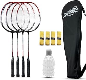 MagicorangeBadminton Rackets Set of 4 for Outdoor Backyard Games, Including 4 Racquets,4 Shuttlecocks, 4 Replacement Grip Tapes & 1 Carry Bag