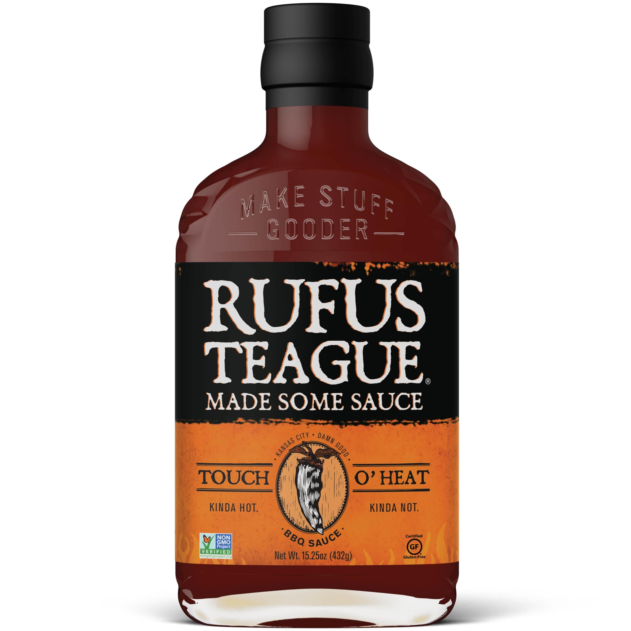 Touch O' Heat BBQ Sauce, 1 Pack, Premium Barbecue Sauces with Natural Ingredients, Award-Winning Bold Flavor, Gluten-Free, Non-GMO, 15.25 oz