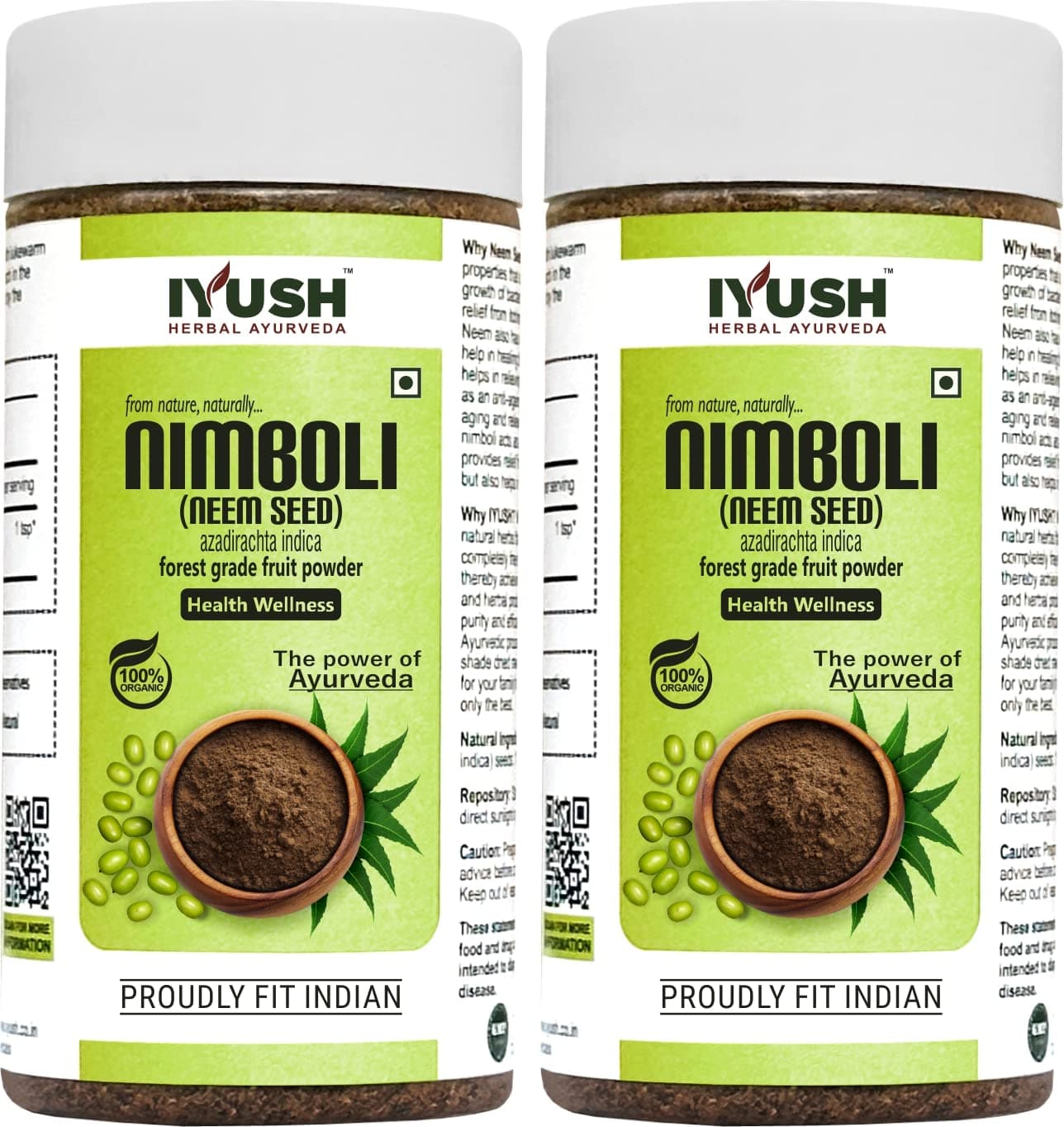 IYUSH Herbal Ayurveda Nimboli/Neem Seed Powder (pack of 2) - 100gm each