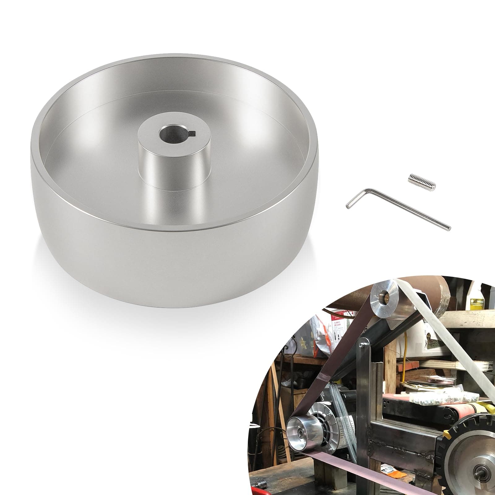 Camoo 6” Belt Grinder Drive Wheel, 2”x72” Knife Grinder Wheel, 5/8” Bore/Shaft, Premium Aluminum Alloy