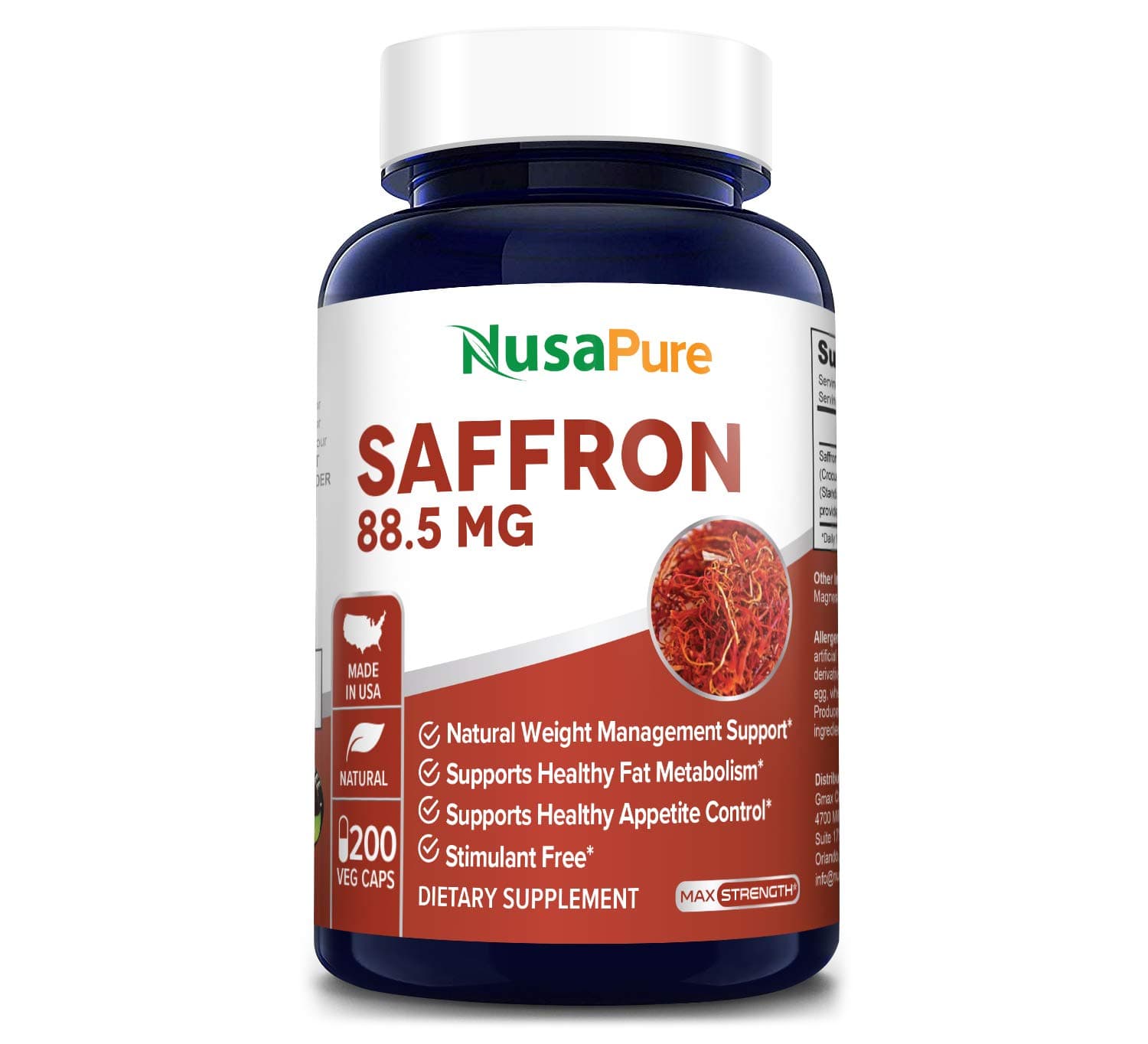 Saffron Extract 88.50mg 200 Veggie Caps (Vegan)