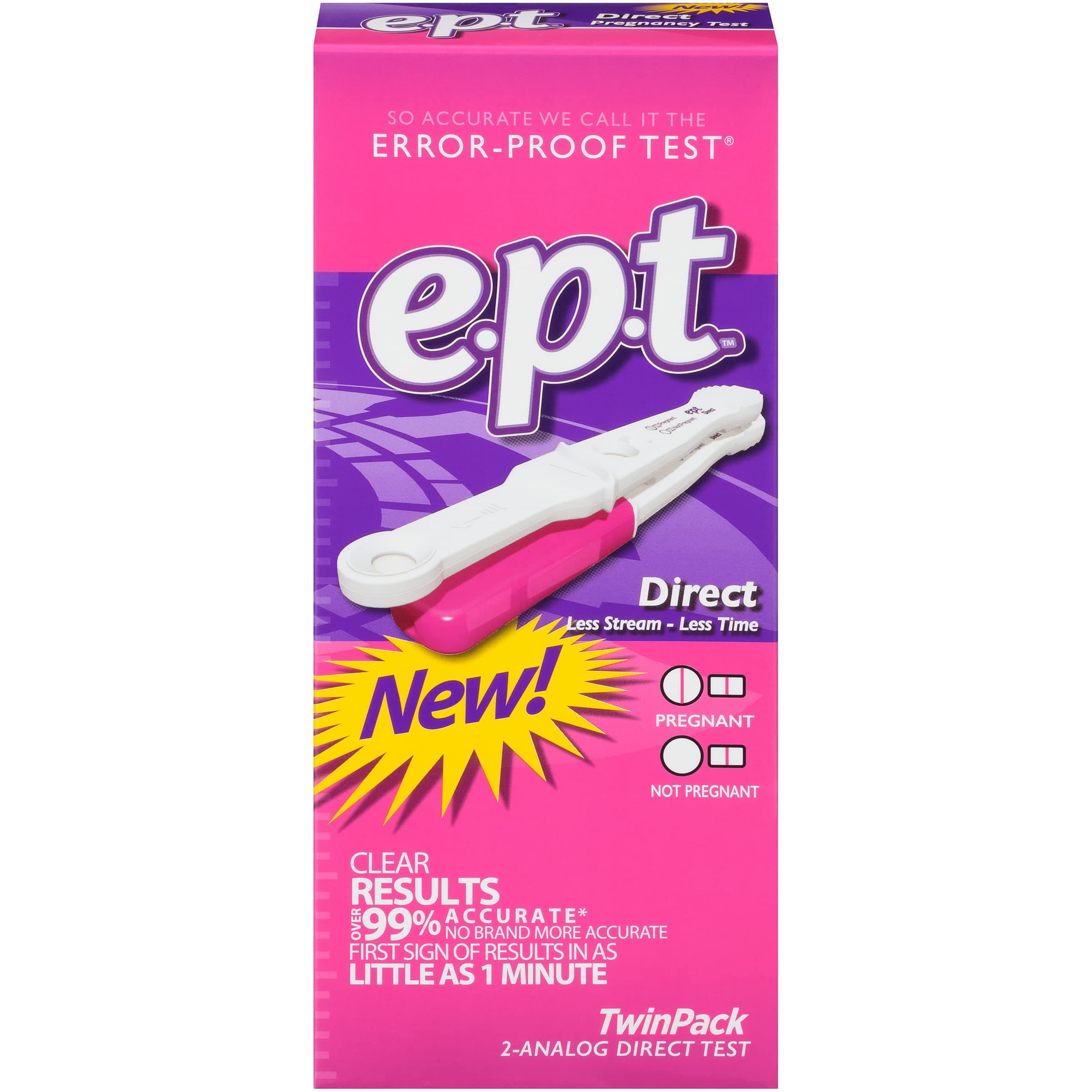 EPT Home Pregnancy Test Direct Flow HCG with European Technology, 0.1 Ounce, White (96202)