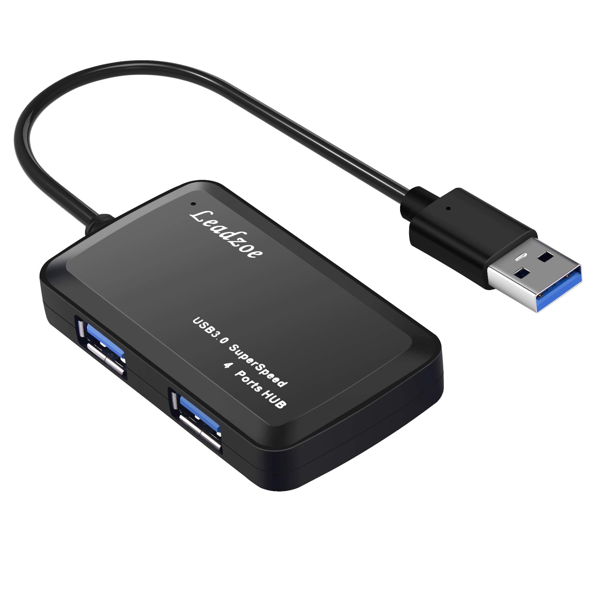 Leadzone USB 3.0 HUB Ultra Slim 4-Port USB 3.0 Data Hub for Laptops MacBook Ultrabooks, with LED and 0.5 FT Cable