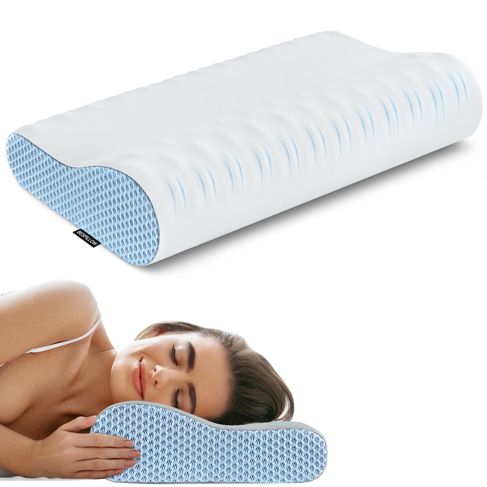 Neck Pillow Cervical Memory Foam Pillows for Pain Relief Sleeping, Ergonomic Pillow for Neck and Shoulder Pain, Contour Orthopedic Bed Pillow for Side Back Stomach Sleeper