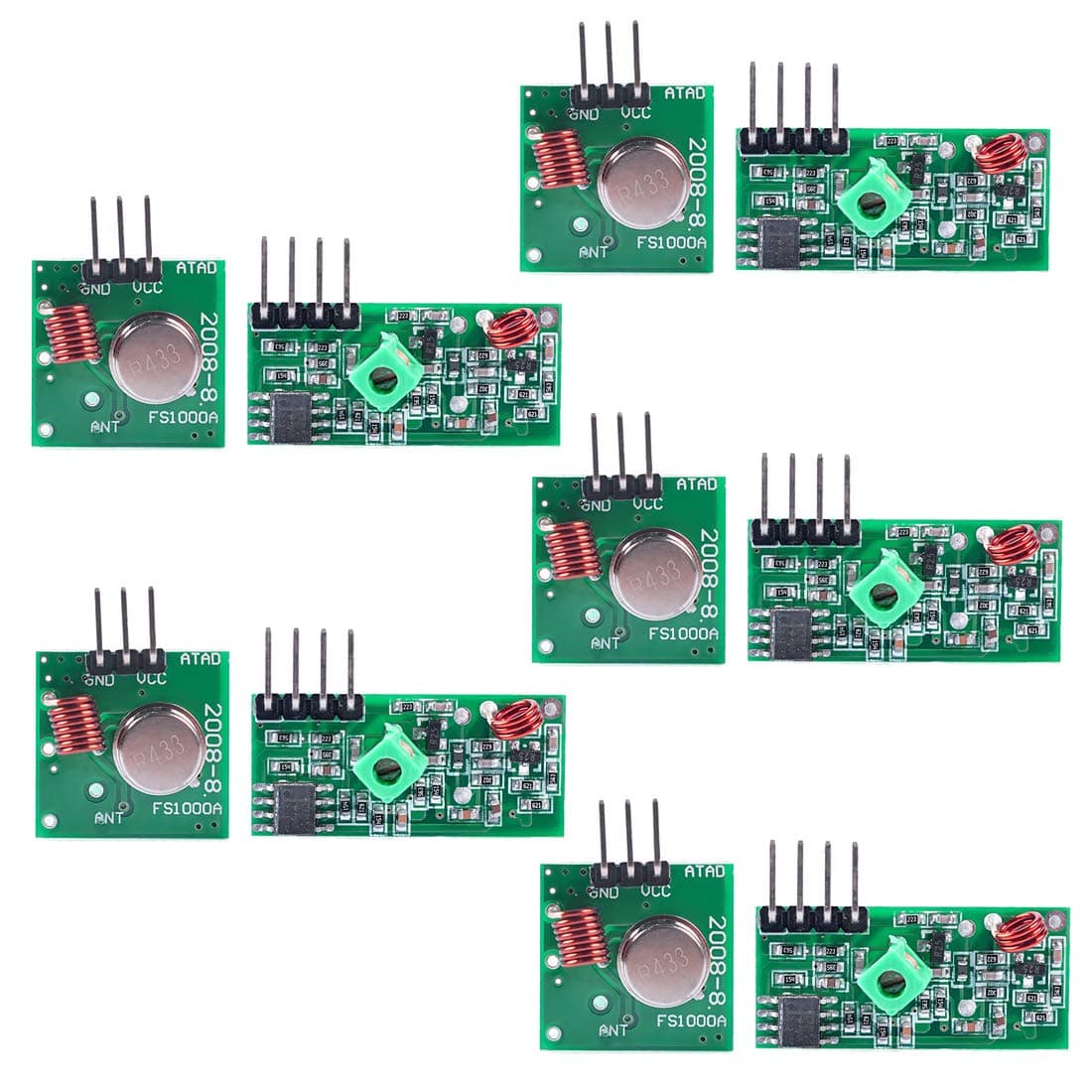 HiLetgo 5 Sets 433M Transmitter + Receiver Kit High Frequency Super Regenerative Transceiver Module for Burglar Alarm