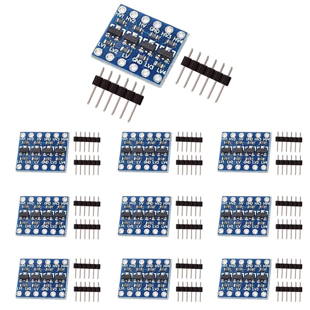 KeeYees KeeYees 10pcs 4 Channels IIC I2C Logic Level Converter Bi-Directional Module 3.3V to 5V Shifter for Arduino (Pack of 10)