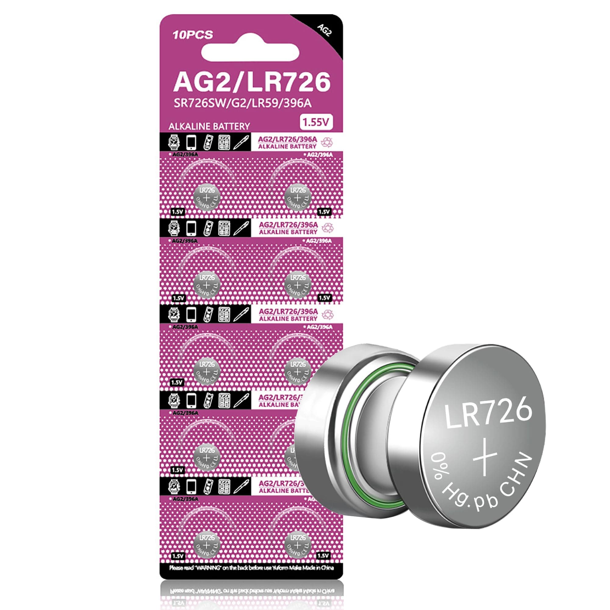 Cotchear AG2 396A LR726 SR726SW CX59 LR59 SR59 397 Button Cell Batteries [10 pcs-Pack]