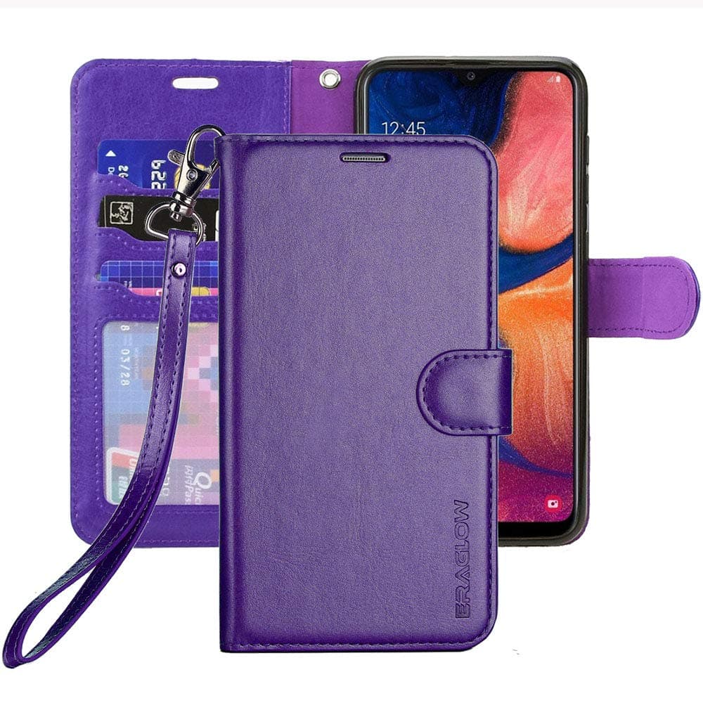 Galaxy A20 Case,Galaxy A30 Case,Premium PU Leather Wallet Flip Protective Phone Case Cover w/Card Slots & Kickstand for Samsung Galaxy A20/A30 2019 (Purple)