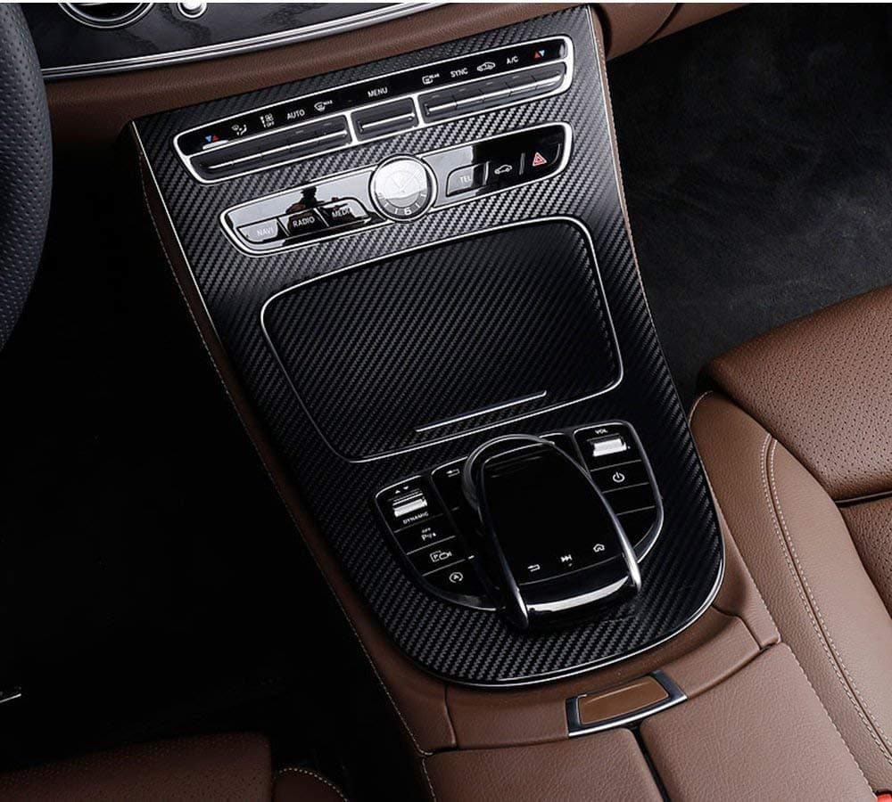 Center Console Gear Panel Frame Trim Cover for Mercedes Benz E Class W213 2016 2017 Carbon fiber Black