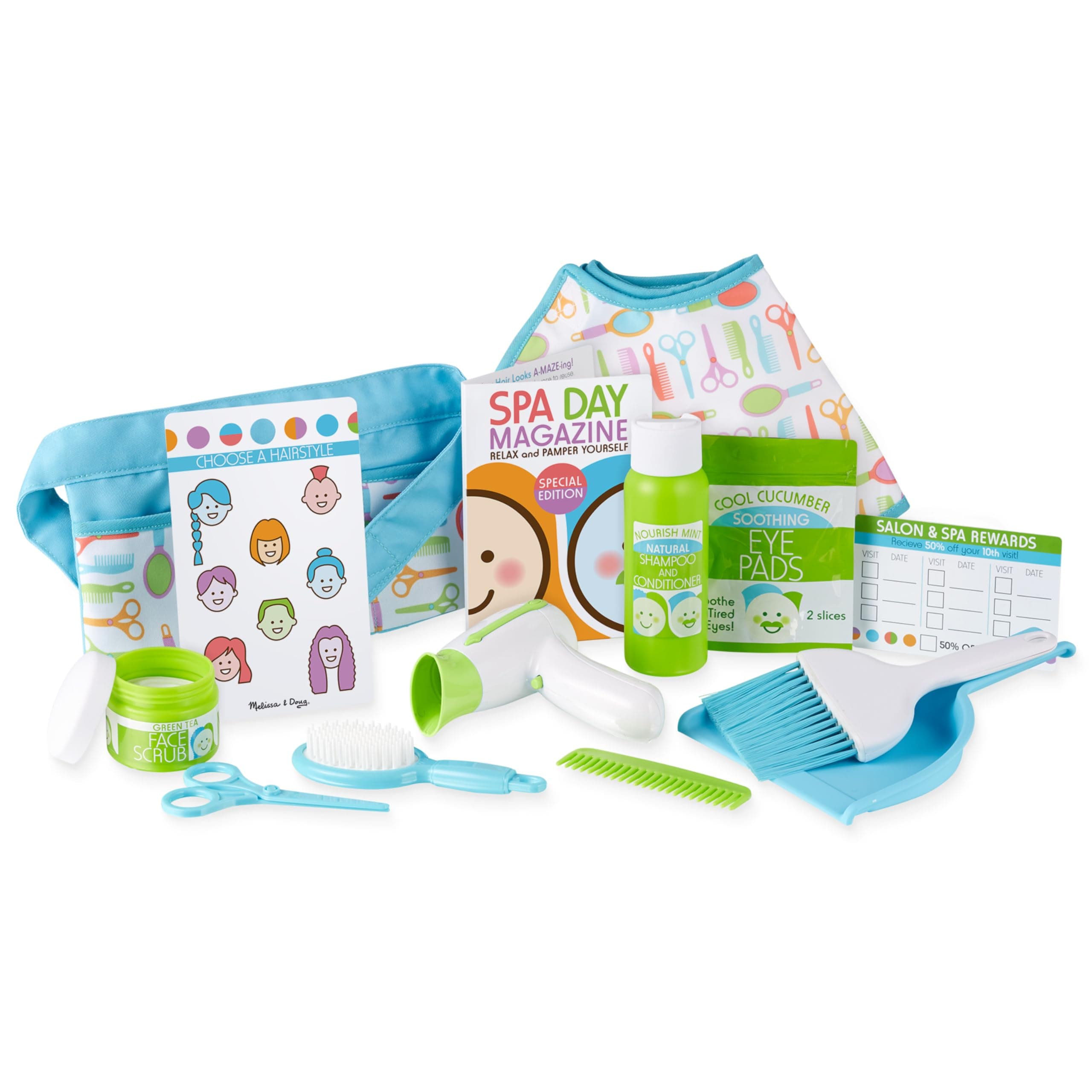 Melissa & Doug Love Your Look - Salon & Spa Play Set, 16pieces of pretend salon and spa toy products