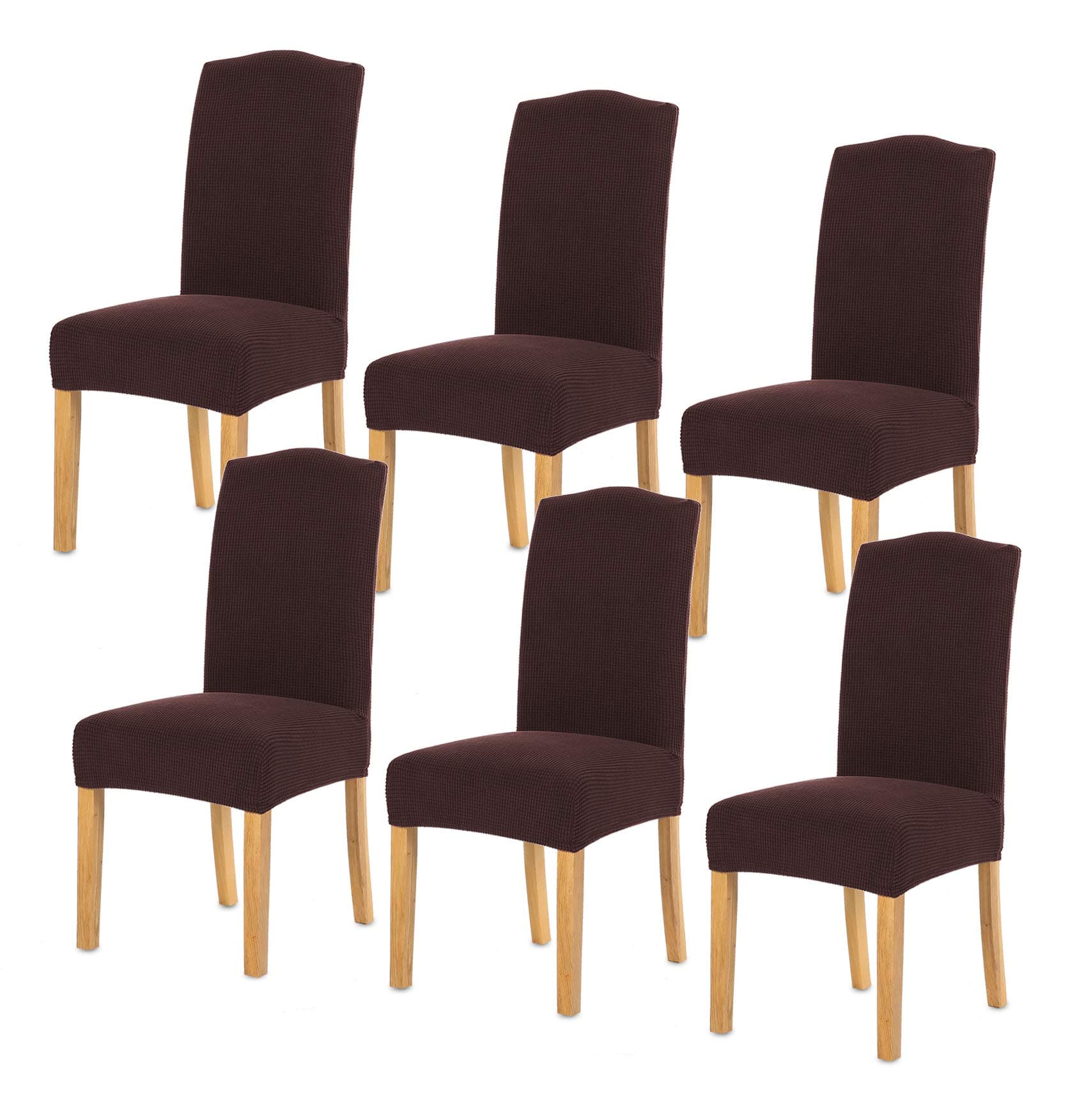 TIANSHU Stretch Chair Covers for Dining Room Set of 6, Dining Room Chair Covers for Home Decor, Removable Dining Chair Cover Antislip Kitchen Chair Cover Parson Chair Slipcover (6 Pack, Chocolate)