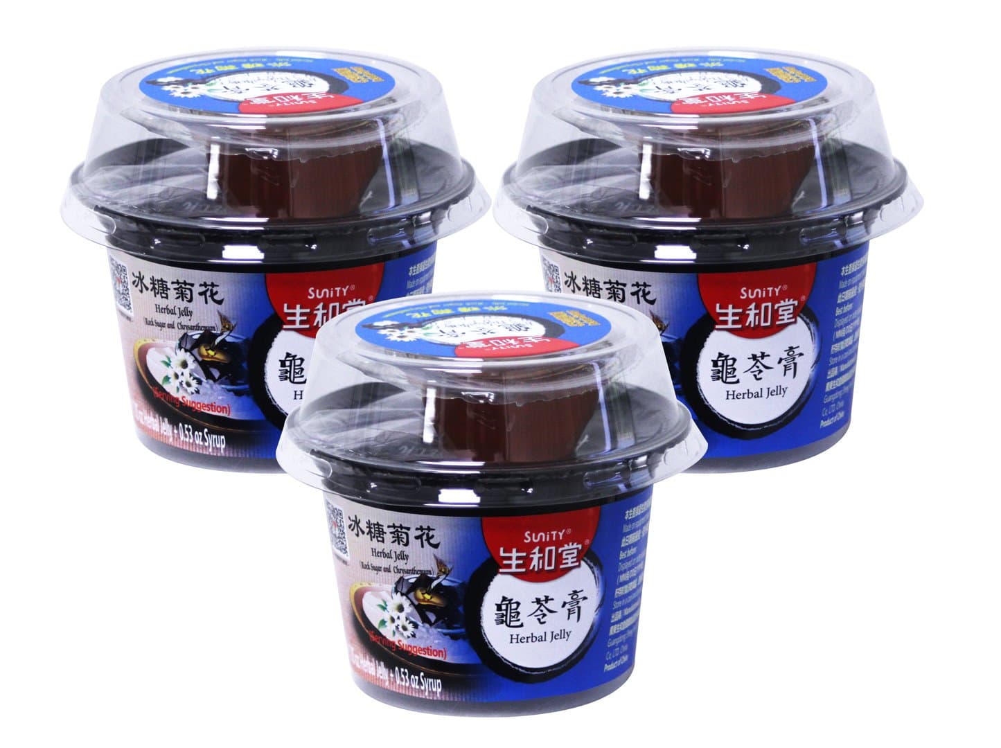 龟苓膏 Gui ling gao Chinese Herbal Grass Jelly 7.58 oz (Pack of 3) (Rock Sugar & Chrysanthemum)