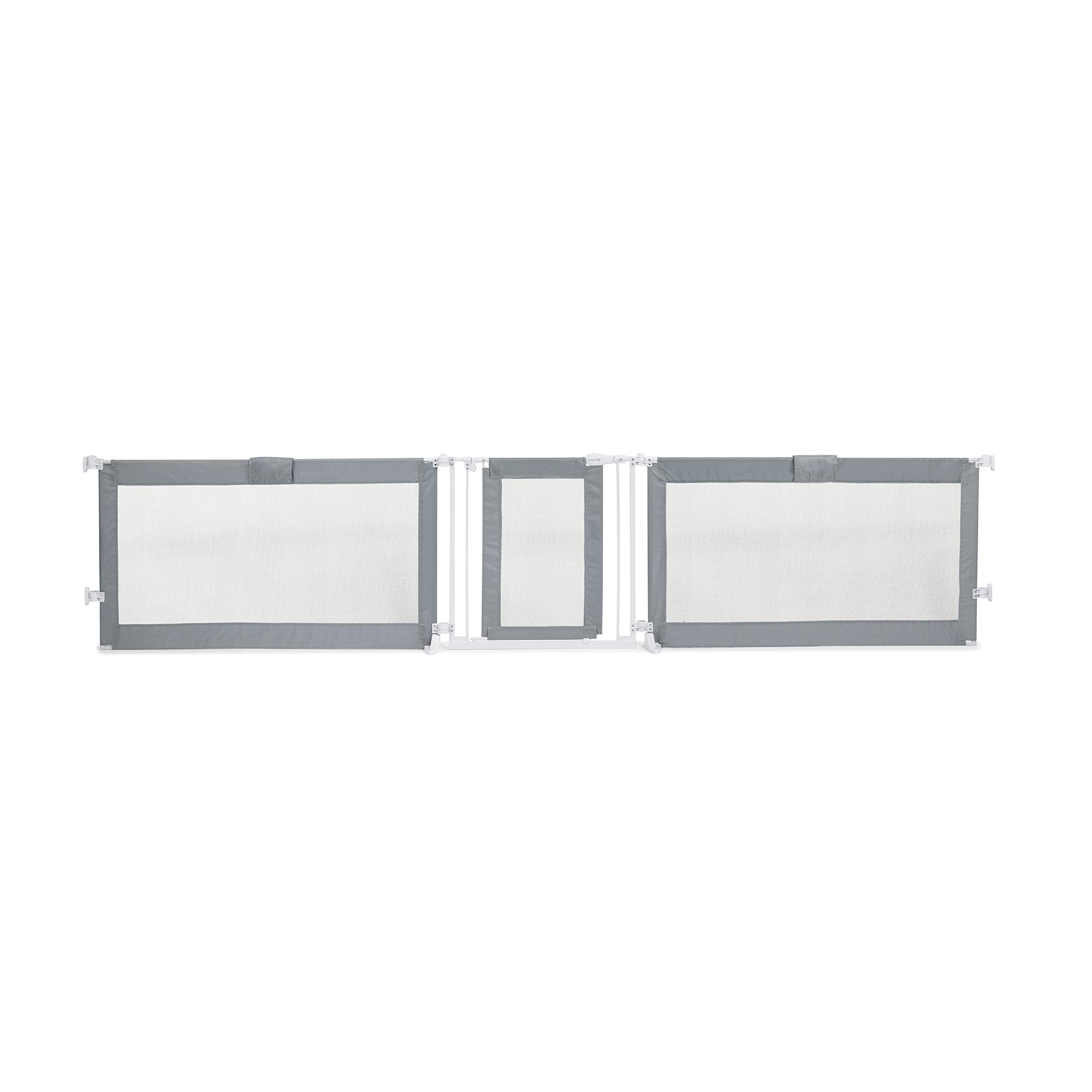 Summer Infant Custom Fit Walk-Thru Extra Wide Pet and Baby Gate, Fits Openings 65” - 87” (2 panels) or 87” - 141” (3 panels), 30” Tall, Install In-between Rooms or Doorways - Grey