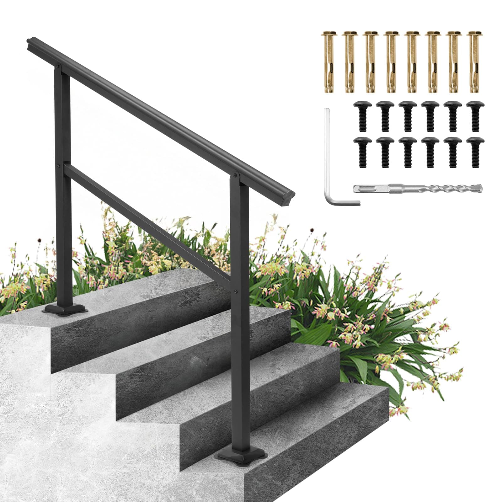 Outdoor Handrail, Handrail Outdoor Stairs Aluminum Stair Handrail, Outdoor Stair Railing Transitional Range from 0 to 30 (4 Ft)