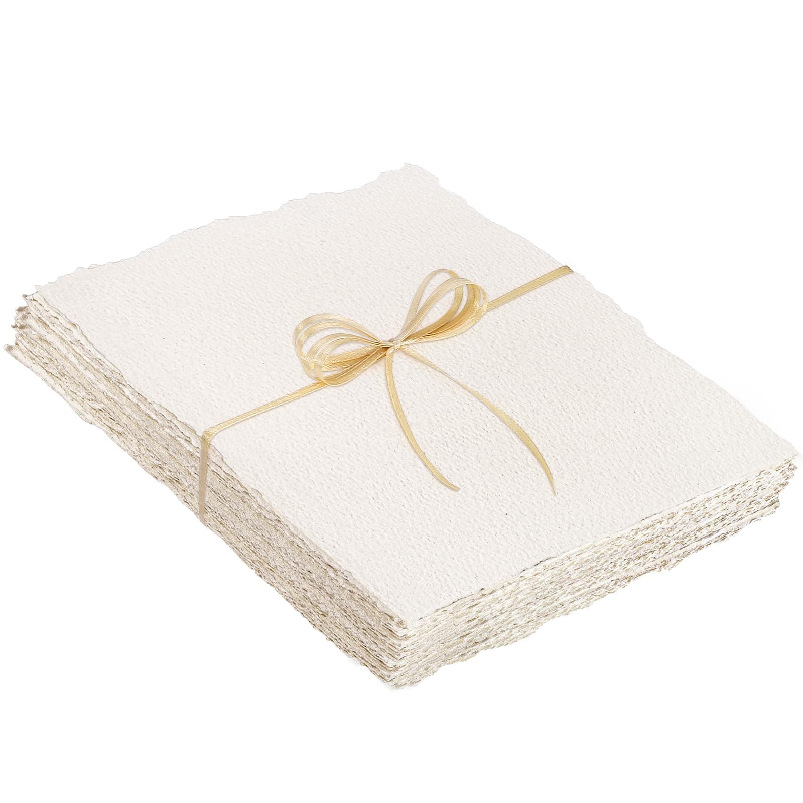 25 Sheets Watercolor Paper 8.5 x 11, 300 GSM Deckled Edge Paper Rough/Textured Handmade Paper Cotton Paper for Watercolors, Wedding Invitations, Cards, Crafts