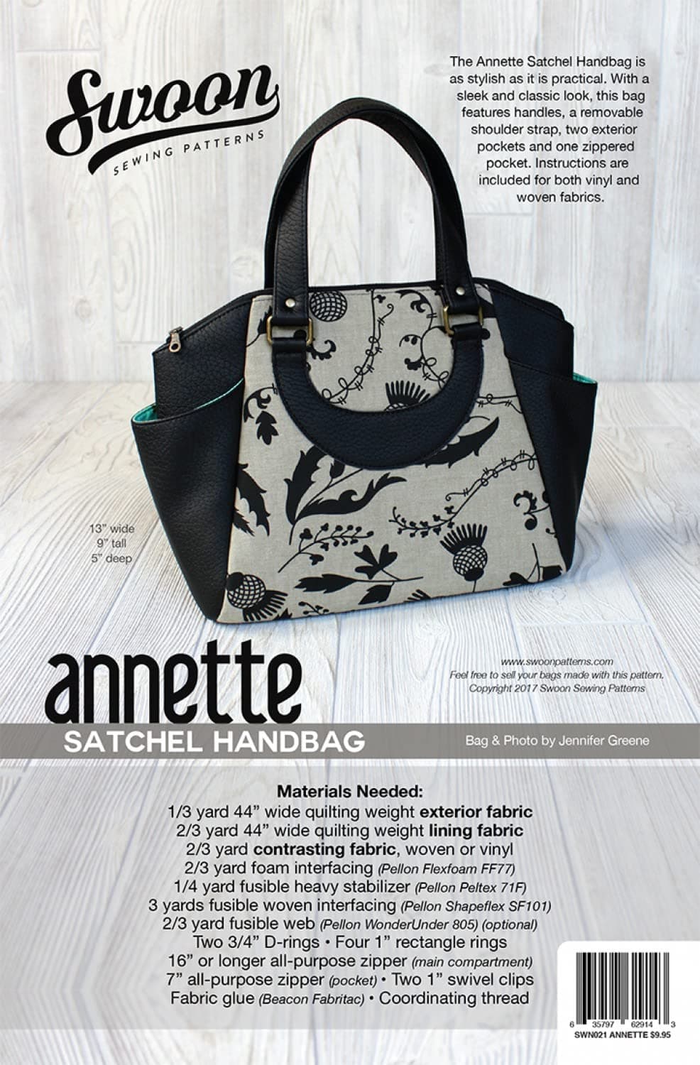 Swoon Sewing Patterns Swoon Annette Satchel Handbag Pattern