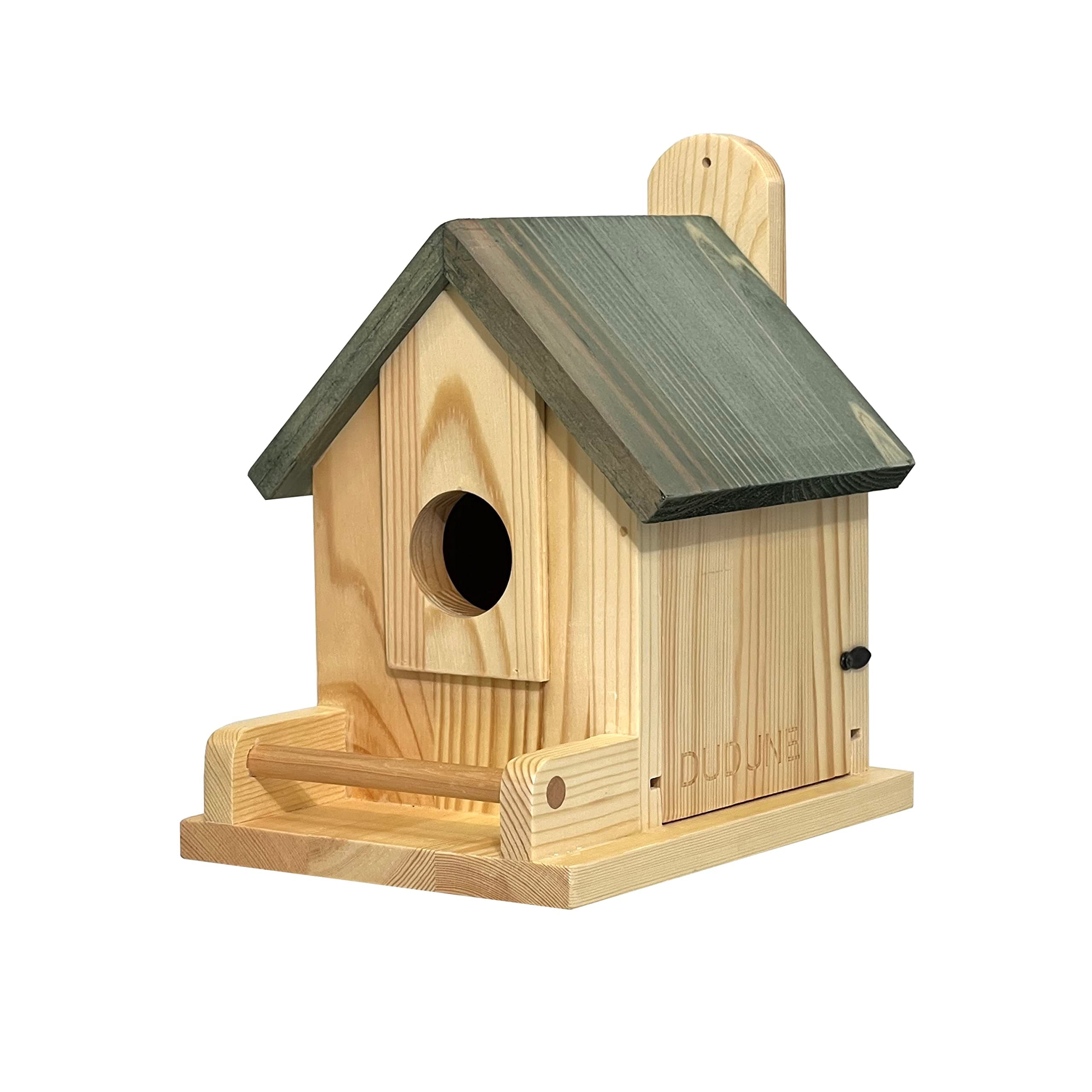 DUDUNE Wood Bird Houses for Outside with Pole Wooden Bird House for Finch Bluebird Cardinals Hanging Birdhouse Clearance Garden Country Cottages