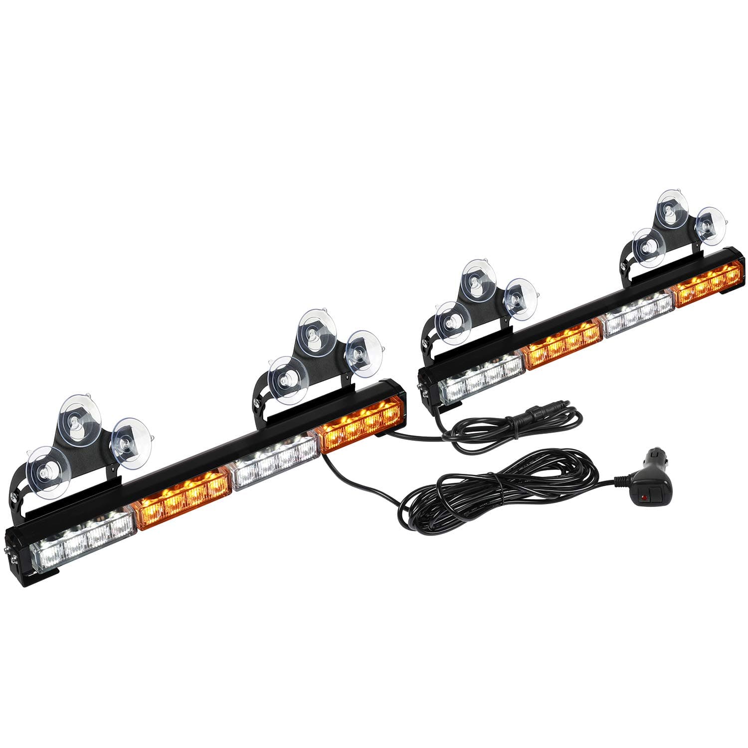 ASPL2 x 16.8 Inch Emergency Flashing LED Strobe Light Bar 32 LEDs 26 Flash Patterns Indoor Safety Warning Lights (Amber/White)