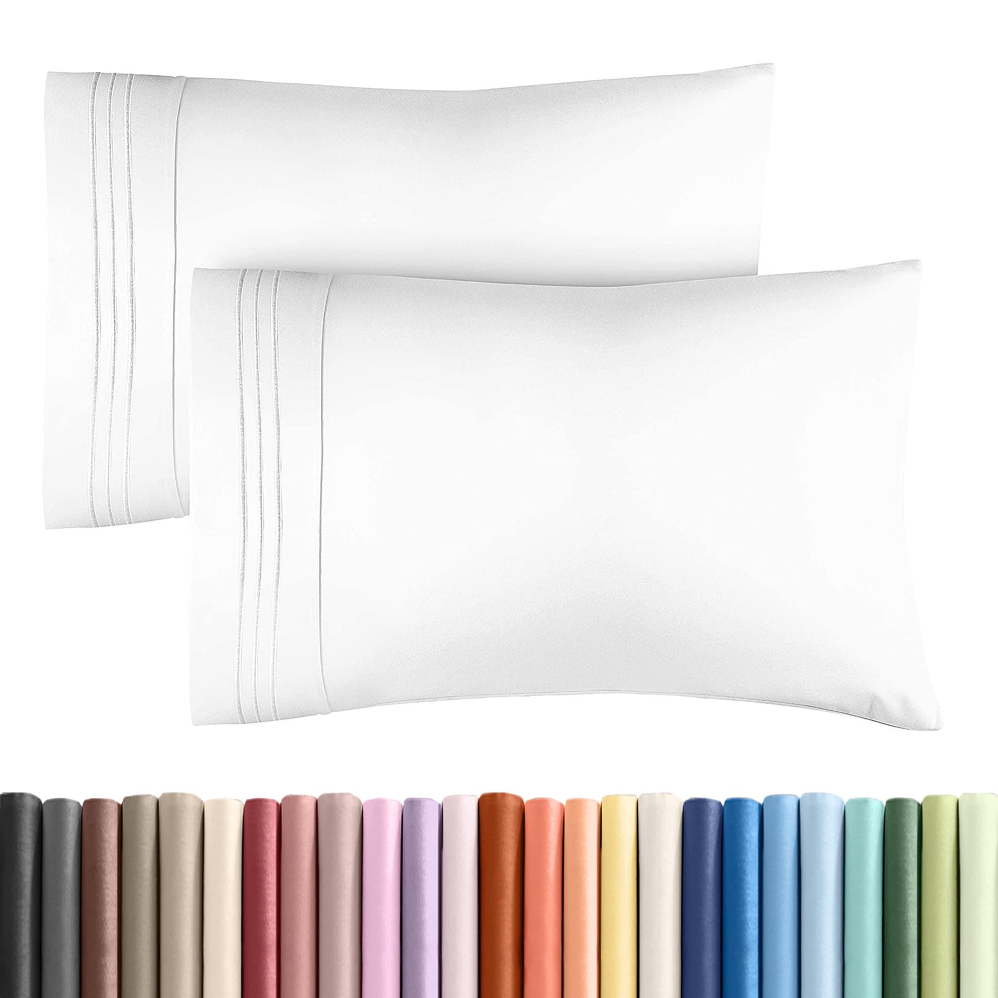 King Pillow Cases Set of 2 - Soft, Hotel Quality Pillowcase Covers - Comfy, Luxury Bedding for Women, Men, Kids & Teens - Machine Washable Pillow Protectors - 2 Piece - King Size White Pillow Cover