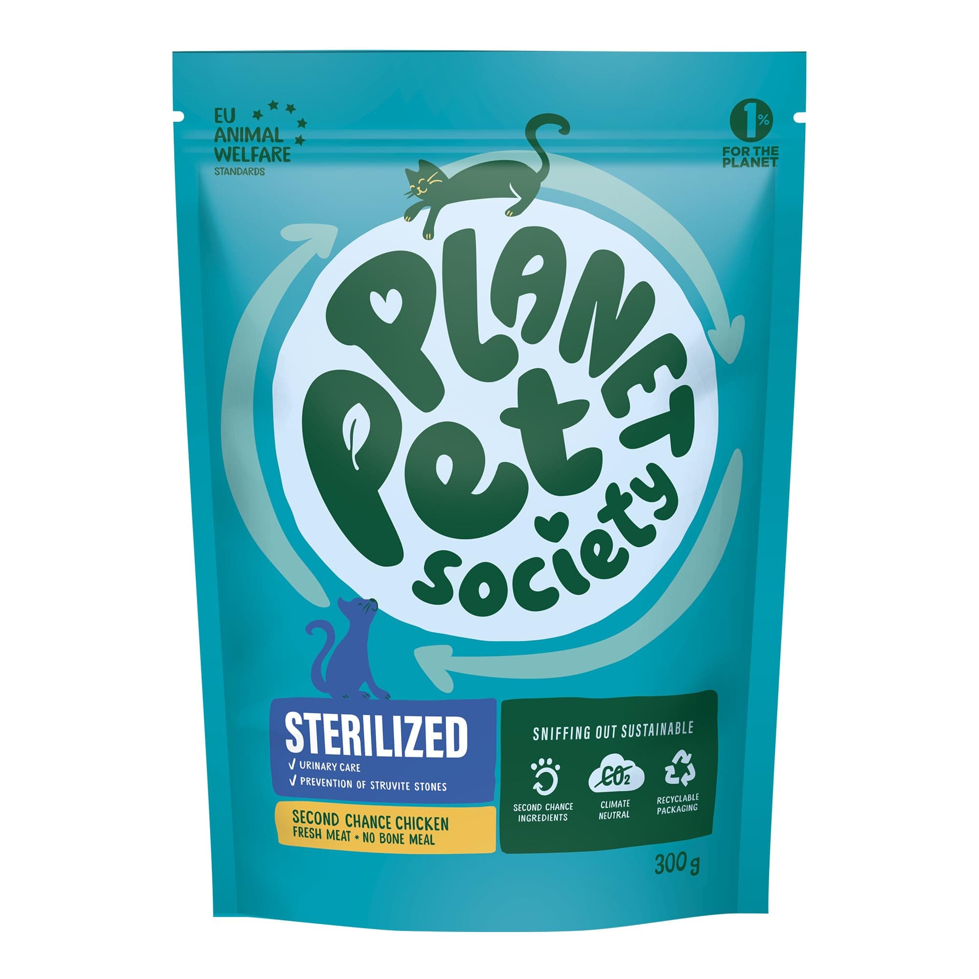 Planet Pet SocietyDry Cat Food, Second Chance Chicken Flavour for Sterilized Adult Cats, 300g