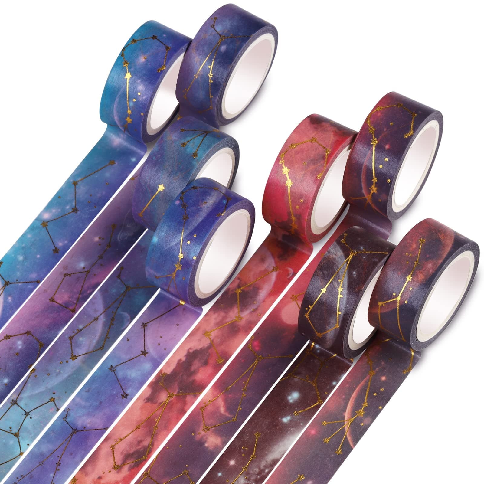 molshine Set of 8 (16.4FT/Roll) Halloween Galaxy Washi Masking Tape,Sticky Paper Tape for Journaling Diary Decoration,DIY,Gift Wrapping,Scrapbook,Arts Crafts,Office School Supplies