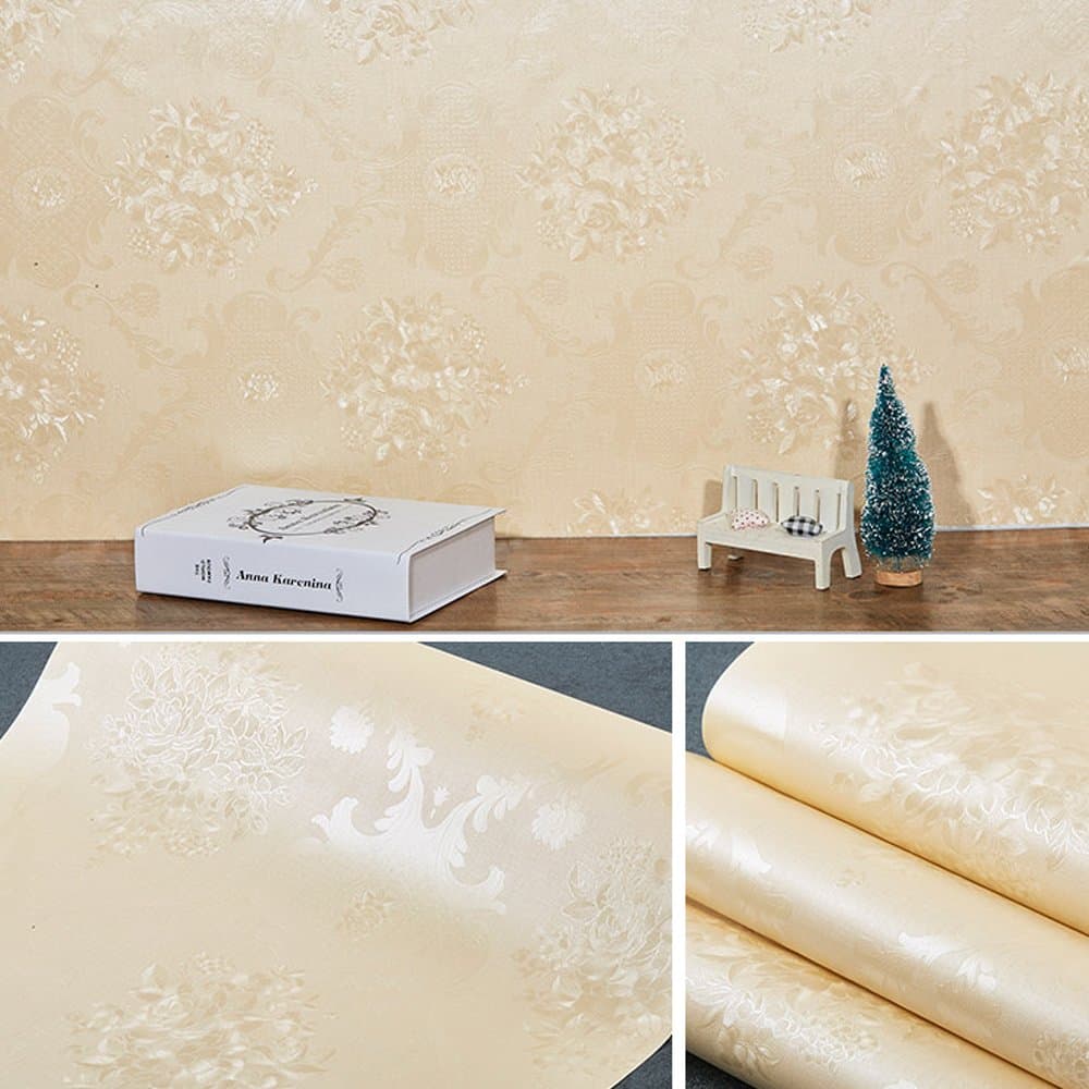 LoveFaye Peel and Stick Shelf Liner Vinyl Drawer Lining Paper Upgrade Old Counter 17.7''x9.8'Beige Flower