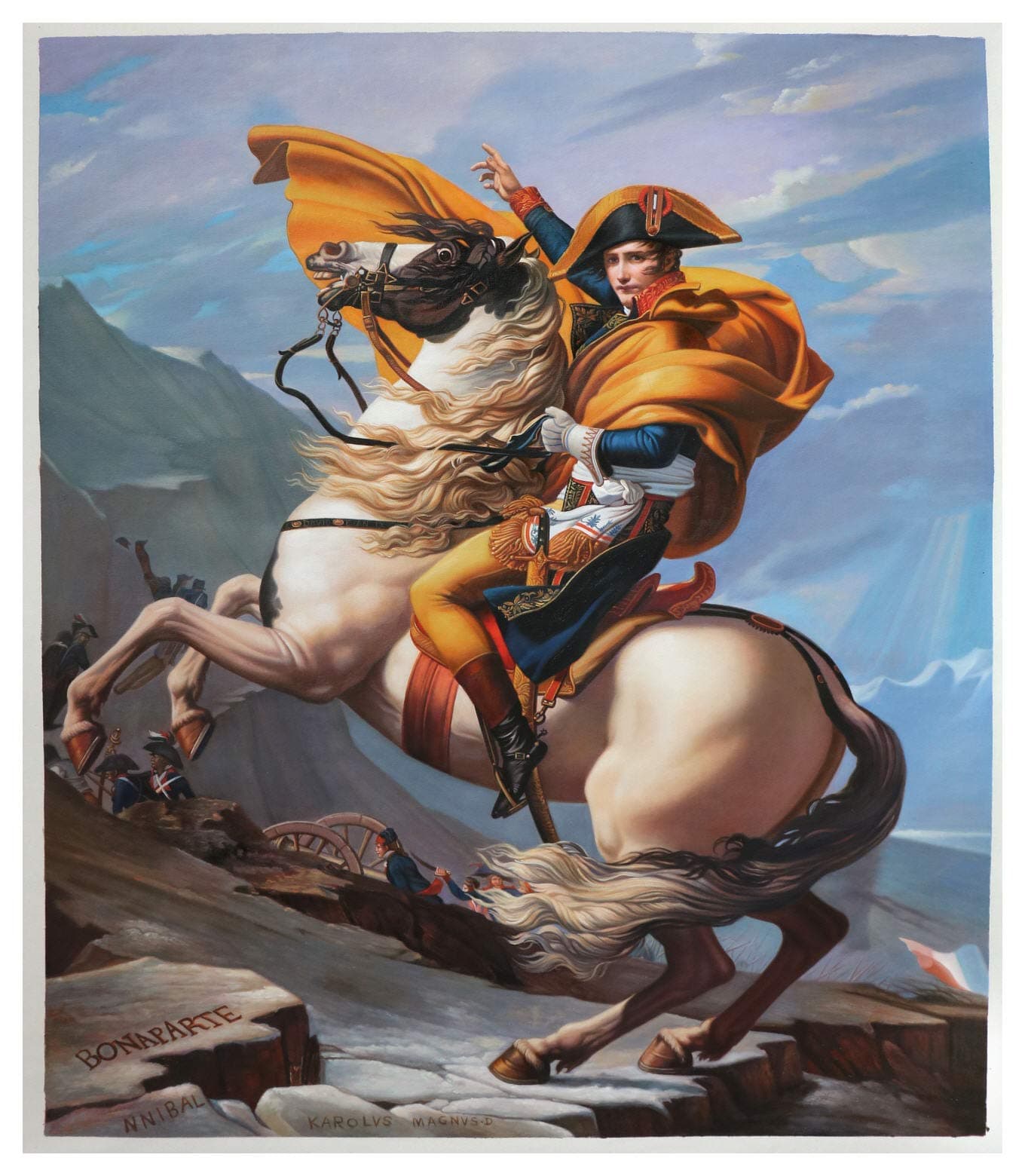 Napoleon Crossing the Alps - Jacques Louis David oil painting, Napoleon at the Saint-Bernard Pass, Bonaparte Leading the Army Over the Alps