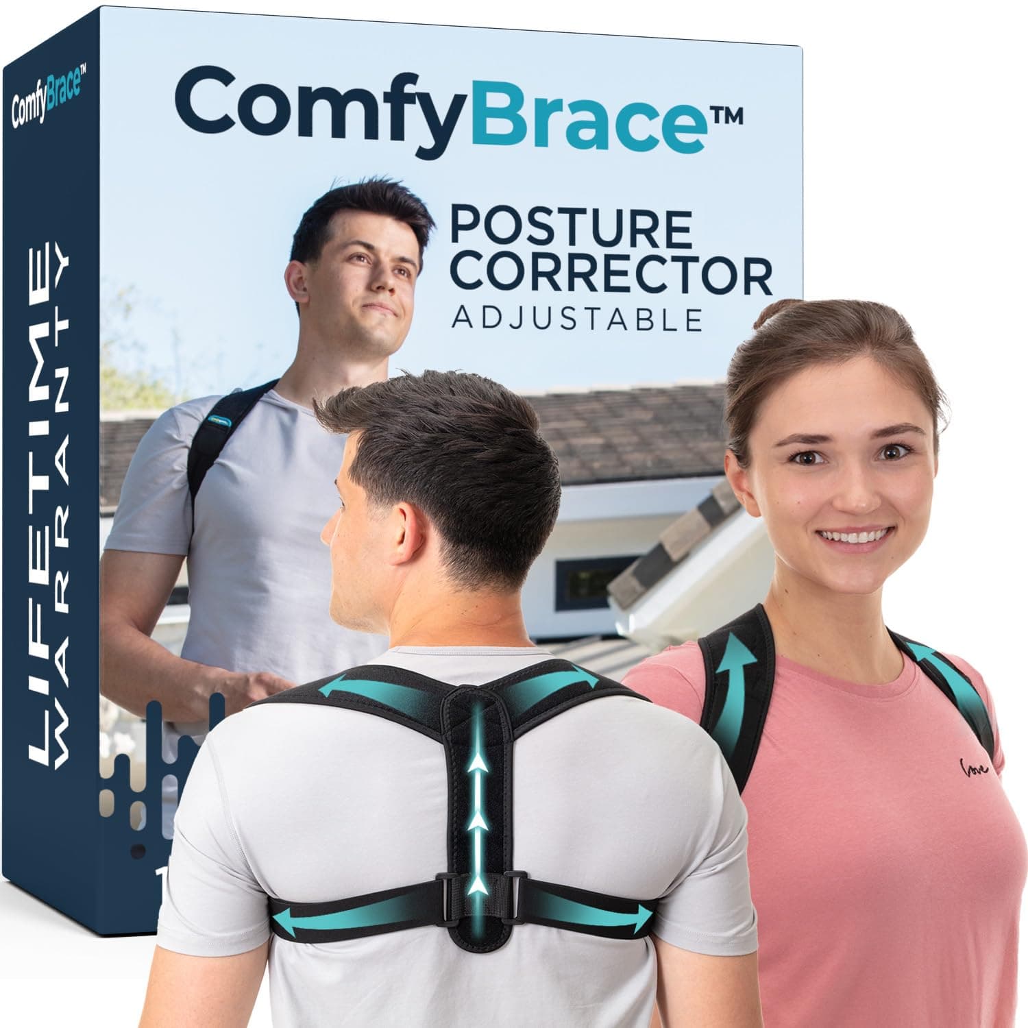 ComfyBrace Posture Corrector-Back Brace Contour Cervical Orthopedic Memory Foam for Neck and Shoulder Pain Bed for Sleeping (Black)
