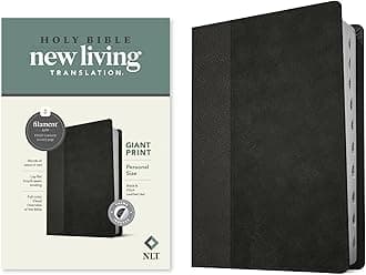 NLT Personal Size Giant Print Bible, Filament-Enabled Edition (LeatherLike, Black/Onyx, Indexed, Red Letter)