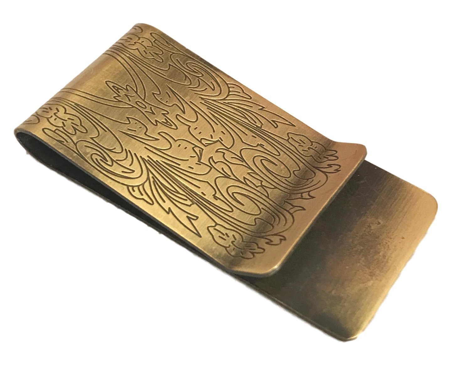 Vintage Money Clip Style with Beautiful Bronze Antique Look. Plush Red Gift Bag