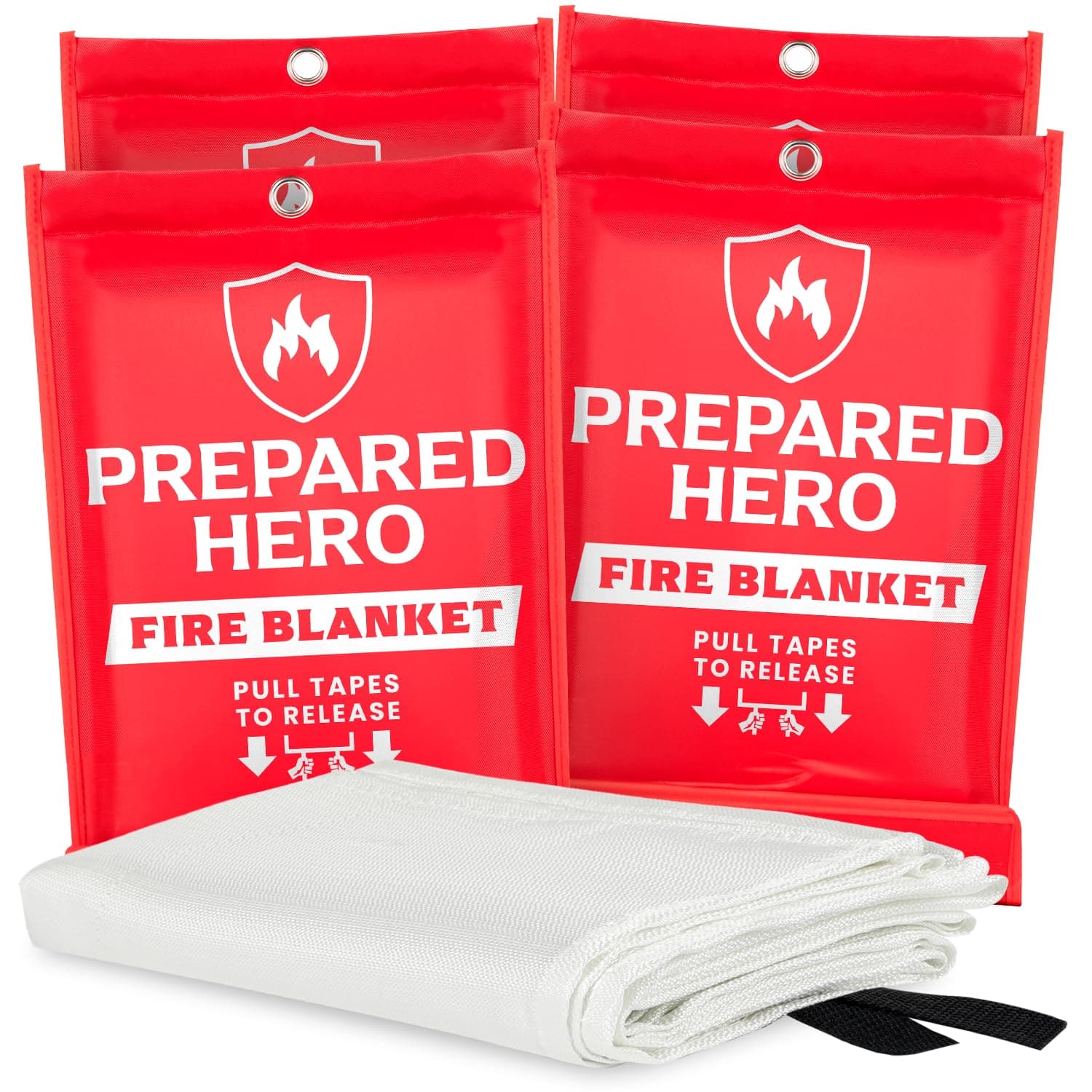 Emergency Fire Blanket - 4 Pack - Fire Suppression for Kitchen, 40” x 40” Fiberglass Fire Blanket for Home
