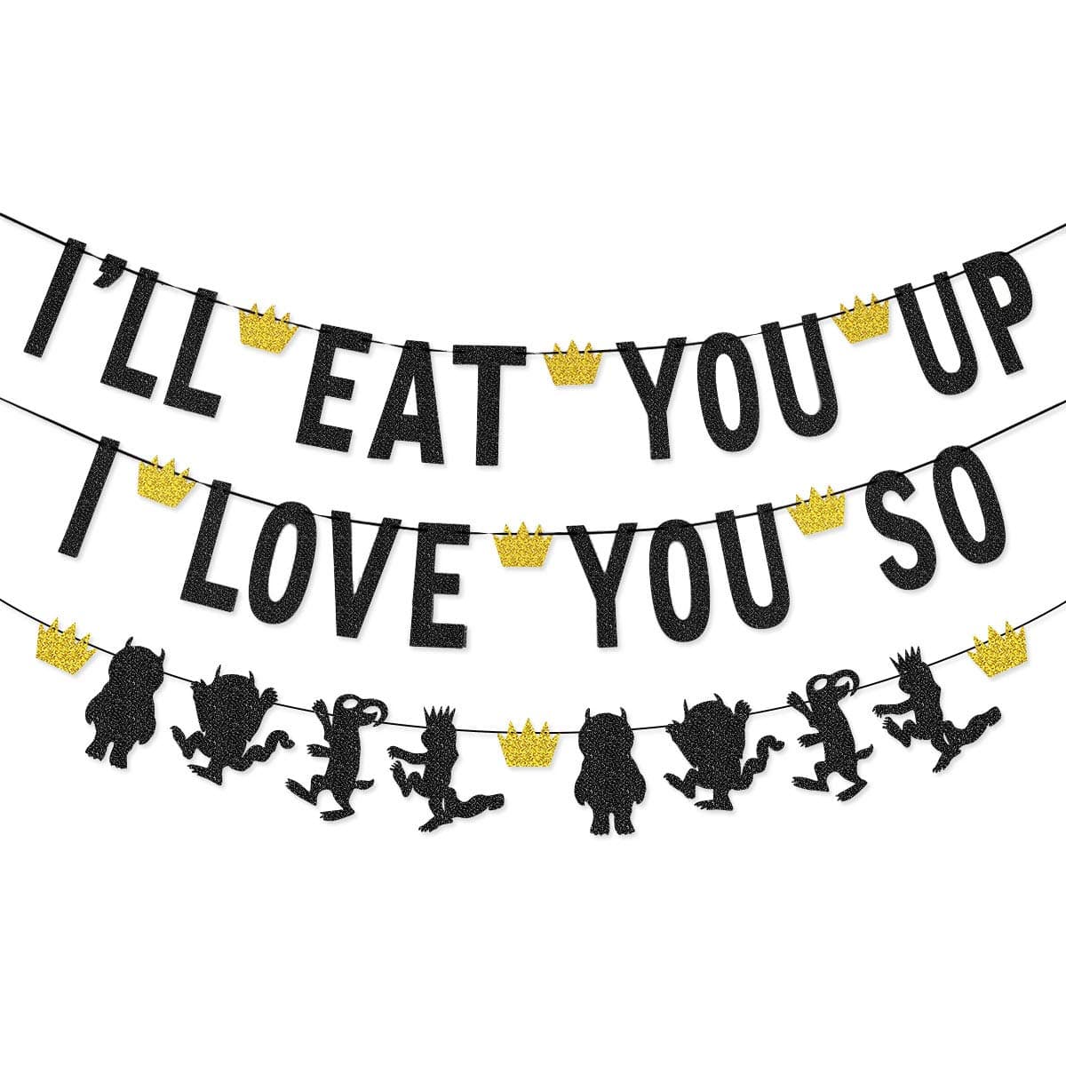 WulagogoI'll Eat You Up I Love You So Banner Garland for Where The Wild Things are Birthday Party Wild one Birthday Photo Prop Decorations