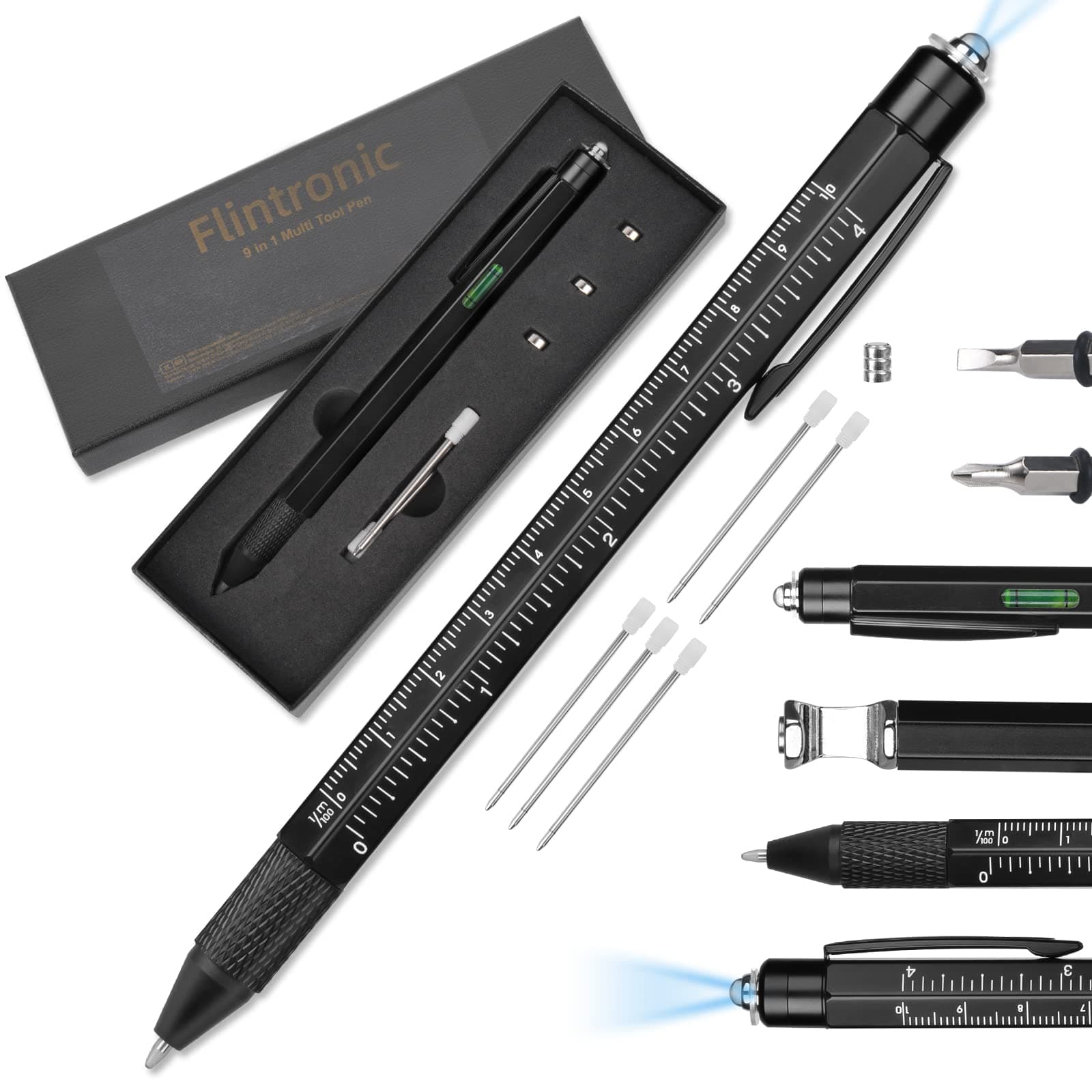 Gifts for Men, Stocking Fillers for Men, 8 in 1 Multi Tool Pen, Secret Santa Gift for Mens, Dad Christmas Gifts for Him, Birthday Gift for Fathers Day Birthday Anniversary Teenage Boys