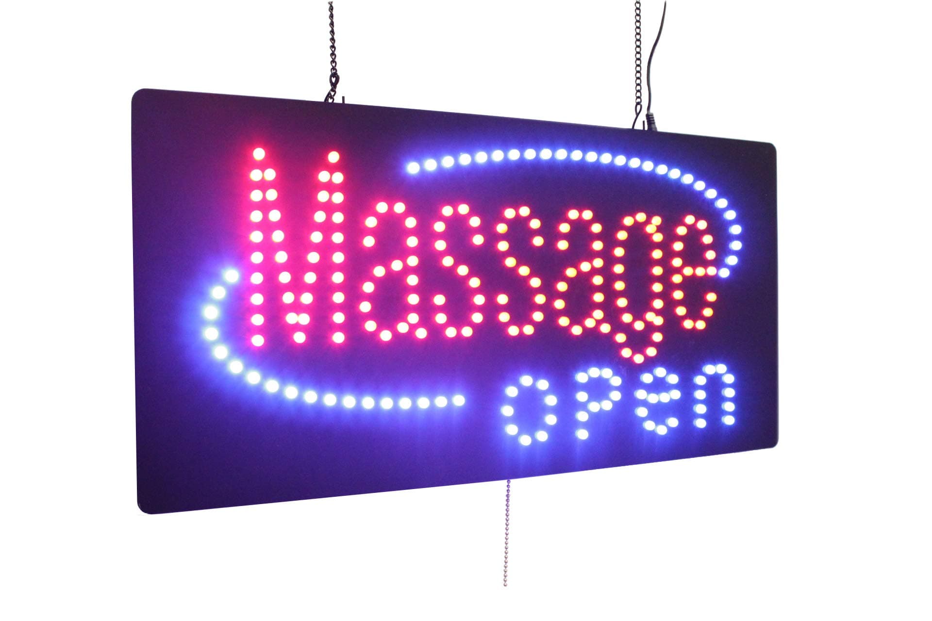 Massage Open Sign, 24"x12", 60x30cm, TOPKING, LED, Neon, Florescent, Signage, Signboard, Display, Billboard, Screen, Grand Opening, Gift