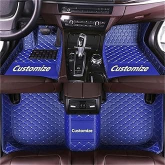 Custom car Floor mats Suitable for 98% car Truck SUV,car mats All Weather Personalized,Full Coverage Luxury Car Mats, Anti-Slip Leather Floor mats.Floor Liner Car Accessories (Blue)