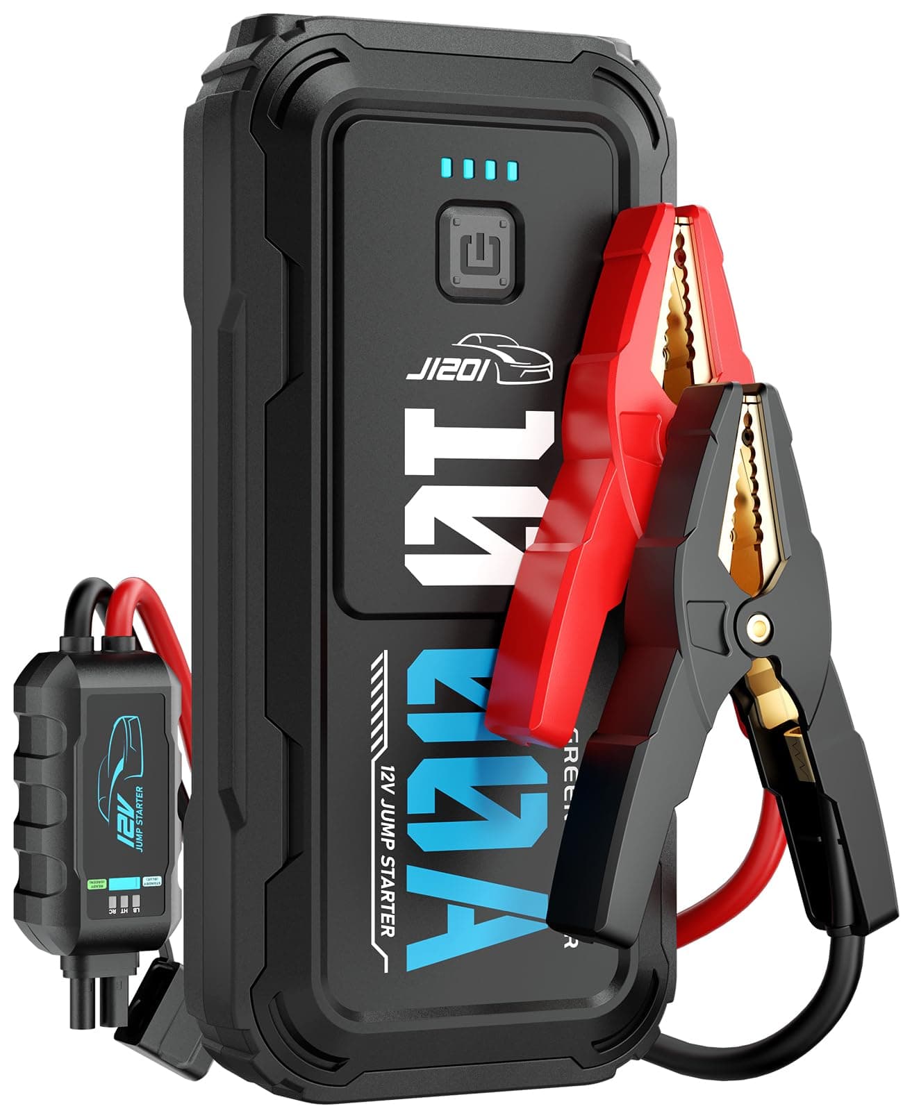 Portable Car Battery Jumper Starter 1000A Jump Box with Power Bank LED Light Protection Case for Car Emergency Kit, 12V Booster Pack Jump Starter with Heavy Duty Jump Cables, GREEN KEEPER GK-J1201