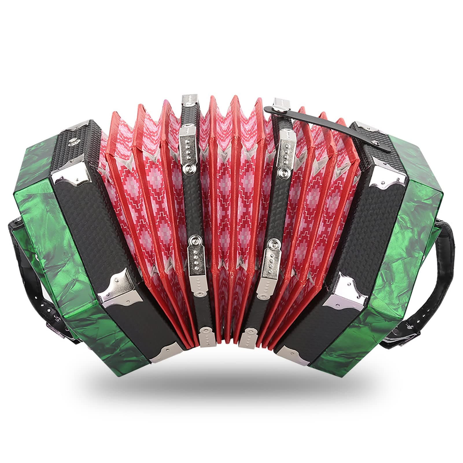 Gaeirt Professional Concertina, 20 Buttons Accordion with Strap and Carrying Bag Beginner Musical Instrument for Daily Practice Stage Performance(Green), Gaeirtgp4ty3d1wx4925-03