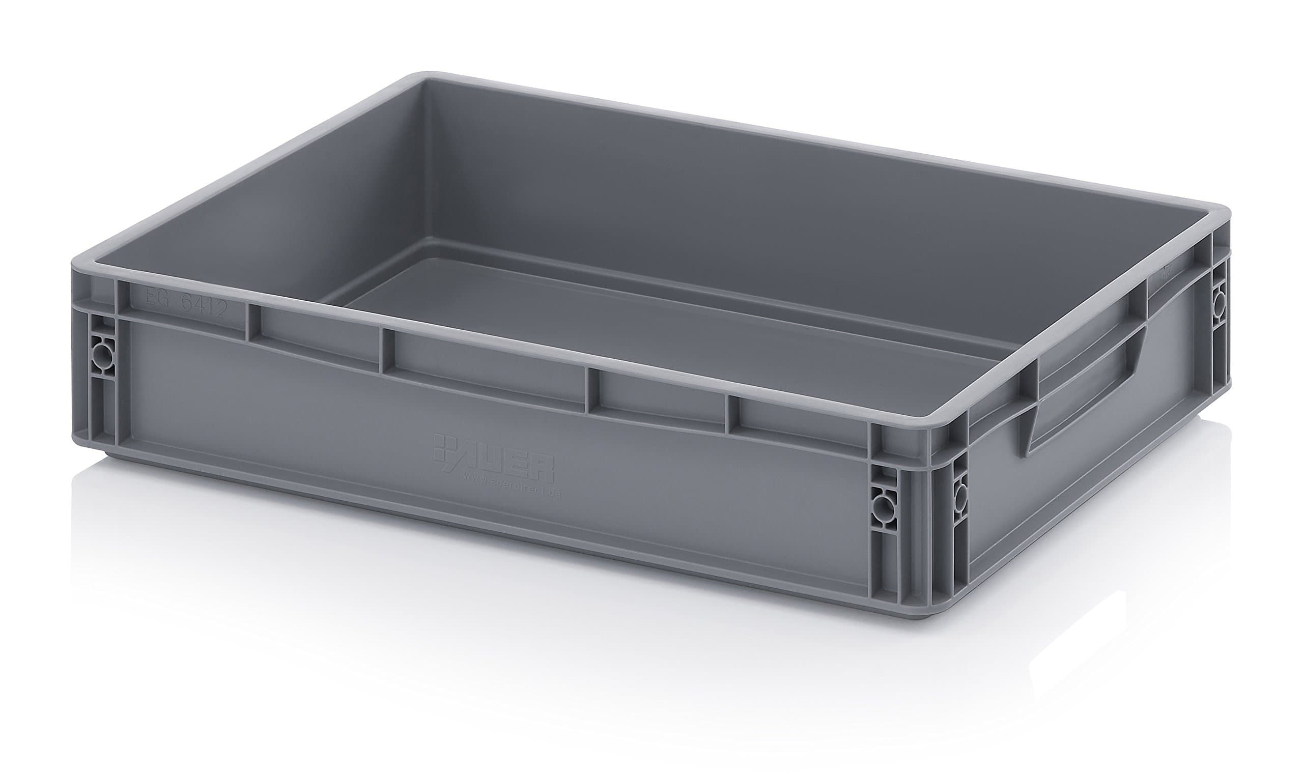5 x Allibert Euro Containers - 600x400x120 - Grey Stacking Plastic Crates - Heavy Duty Storage Boxes - Food grade Bakery/Dough tray