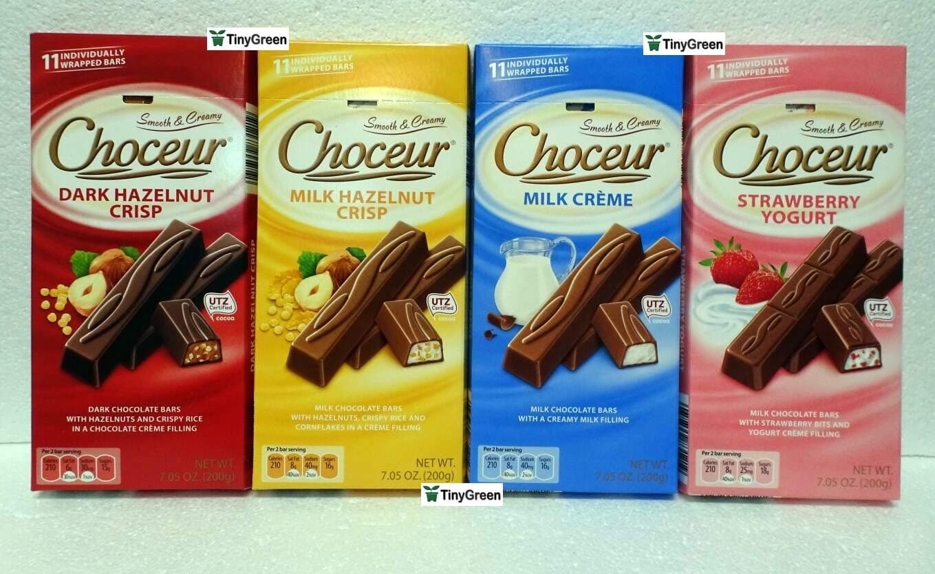 Chocolate Bar Crisp Four Flavors Combo Bundle 7.05oz 200g (Pack of Four)