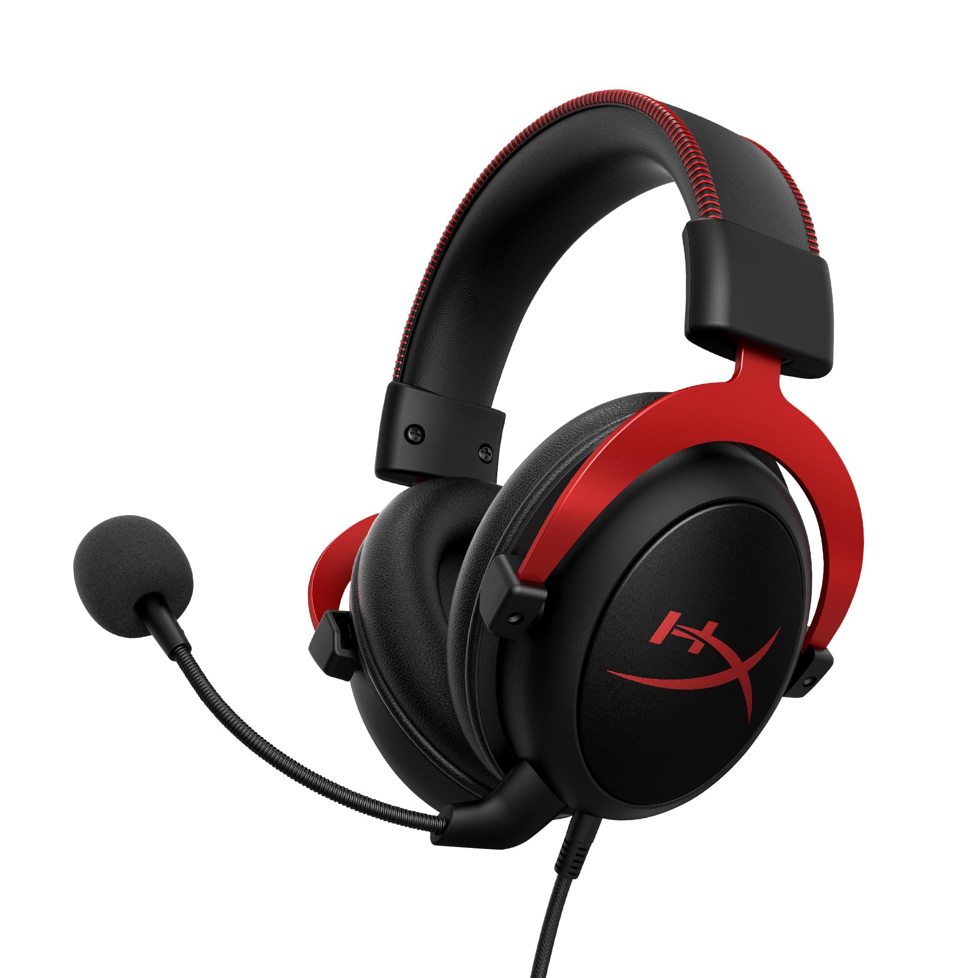 Cloud II – Wired Gaming Headset for PC, PS5 / PS4. Active Noise Cancellation, Over Ear, circumaural, Closed Back, HyperX Virtual 7.1 Surround Sound - Black-Red (4P5M0AA)