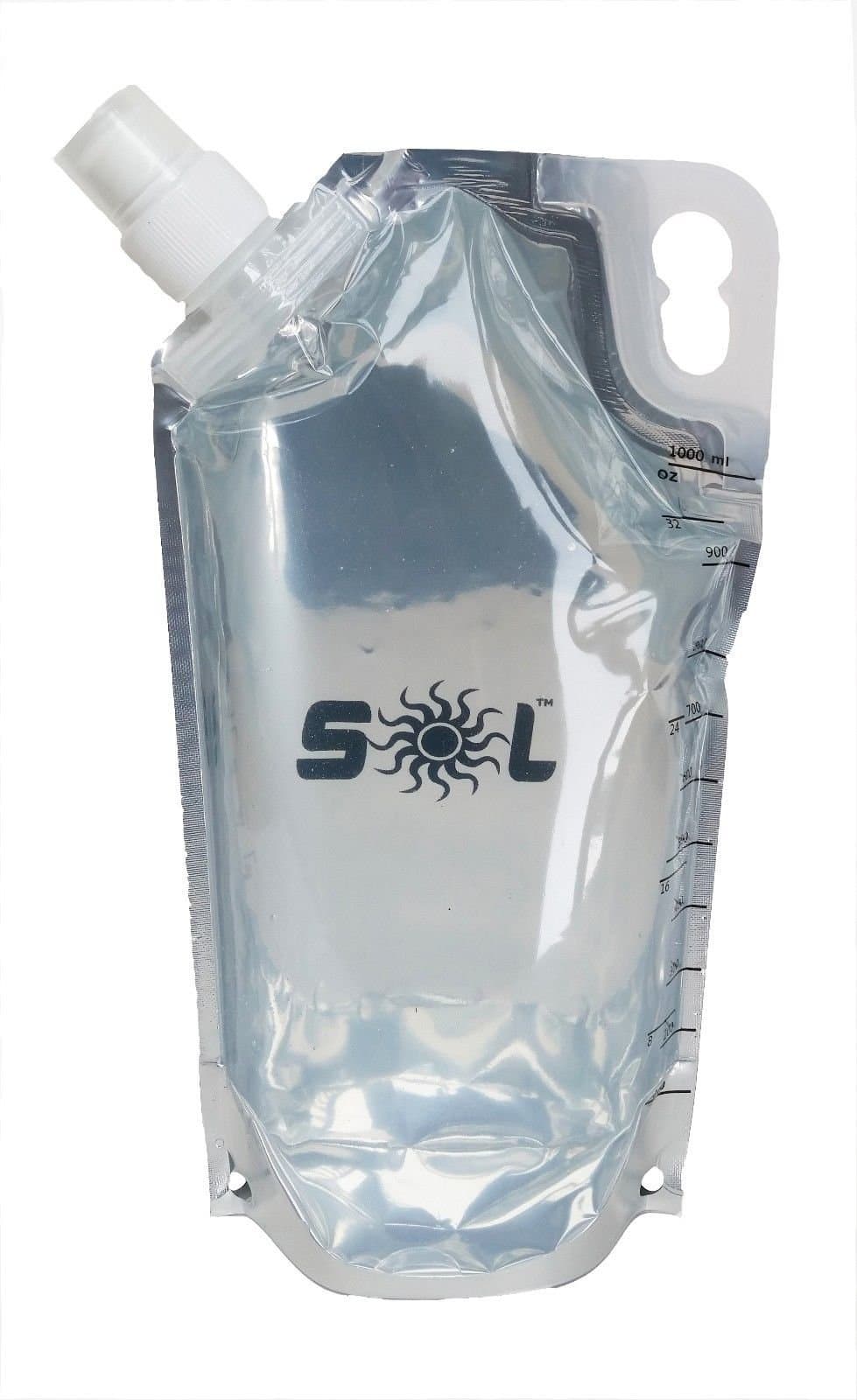 SOL Water DayTripper Bag â 1 Liter Spout Top Collapsible Water Bottle Bag Designed for Solar Water Disinfection. For Outdoors, Camping, Emergency Preparation, Survival Kits, and Bug Out Bags