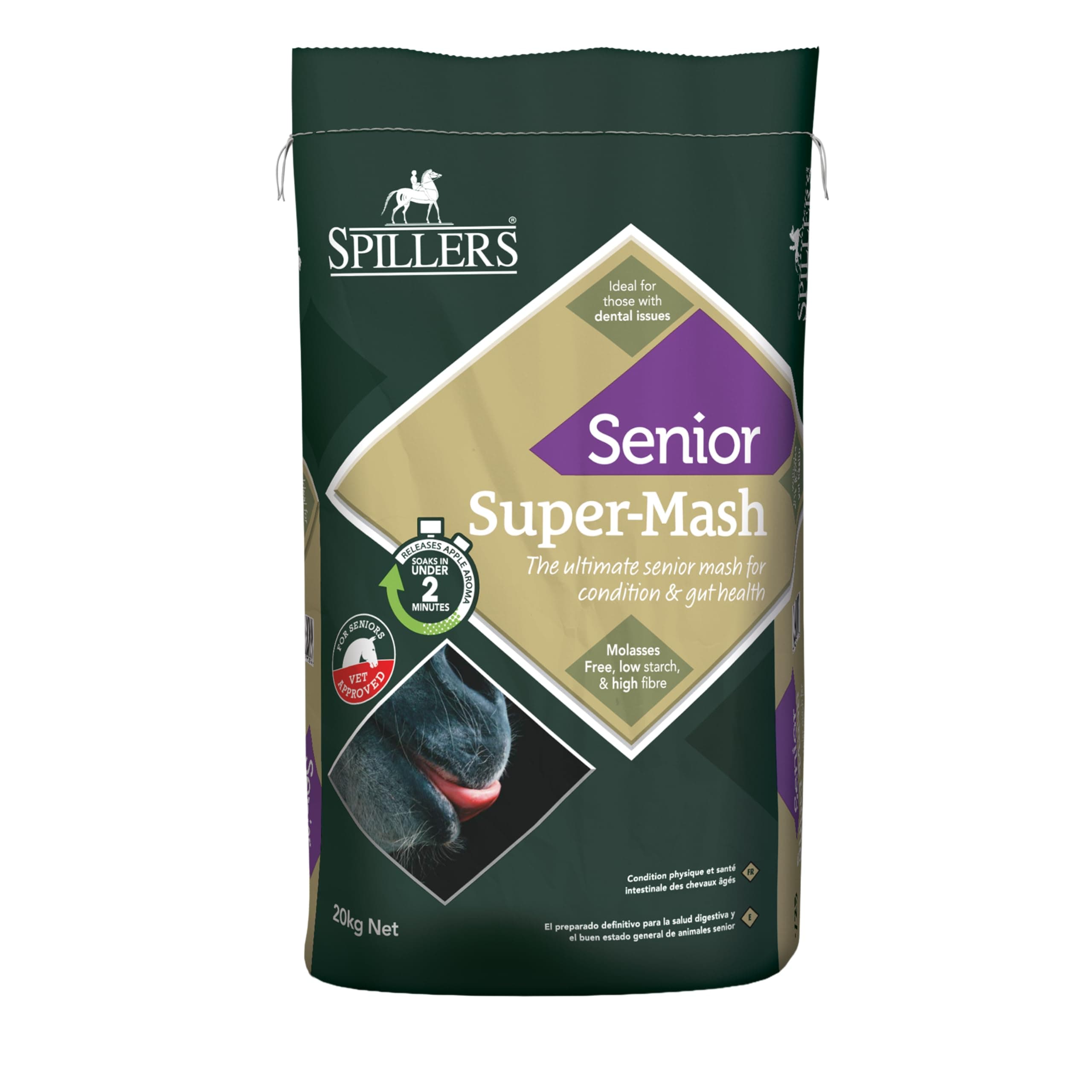 Super-Mash Senior Horse Feed 20kg - High in Digestible Fibre to Support Gut Health - Veteran Horse Feed Pellets with Vitamins E & C - Ideal for Senior Horses with Poor Teeth