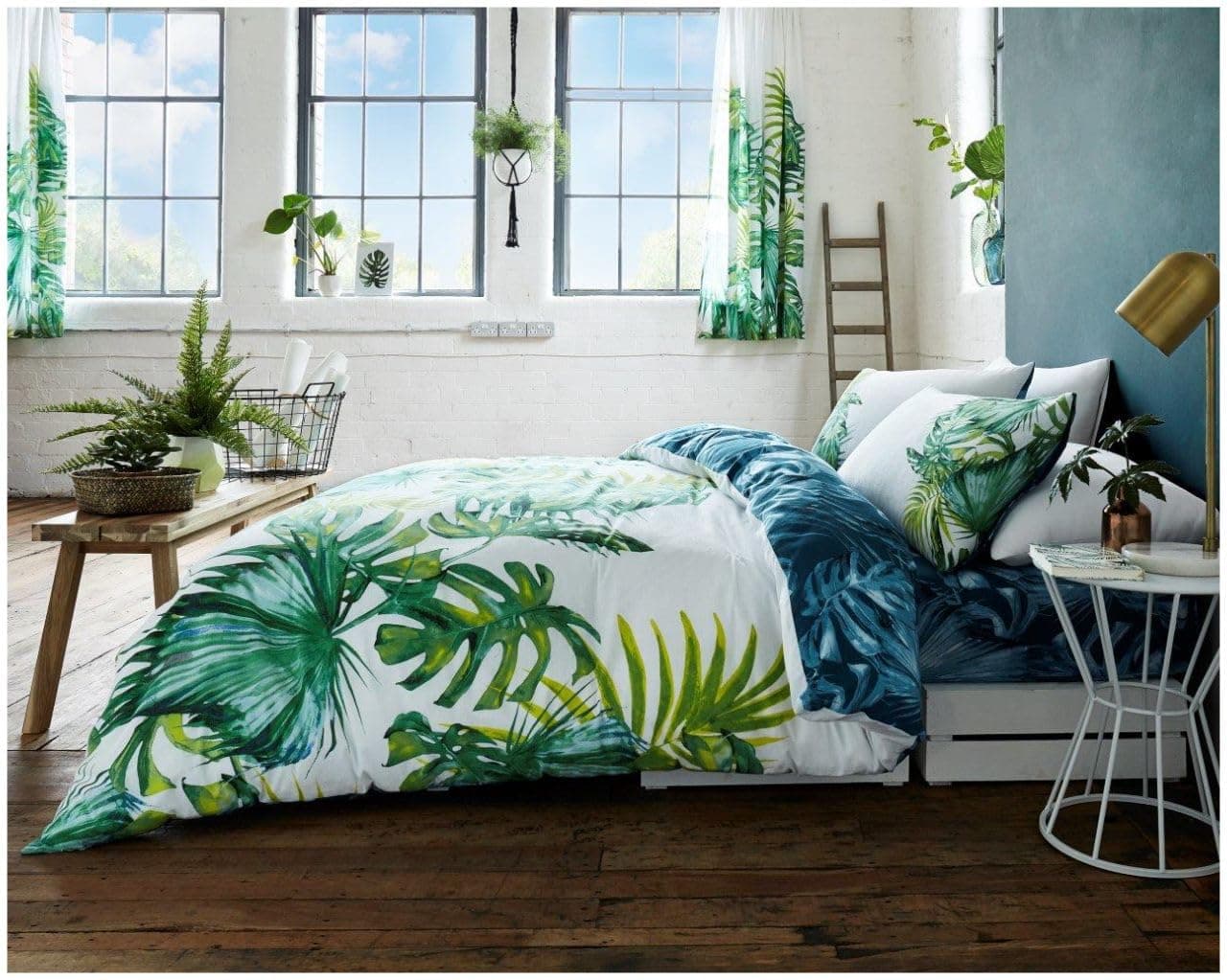 GC GAVENO CAVAILIA Tropical Leaf Bedding and Linen Set, Reversible Duvet Cover King Size, Ultra Soft Comforter Set