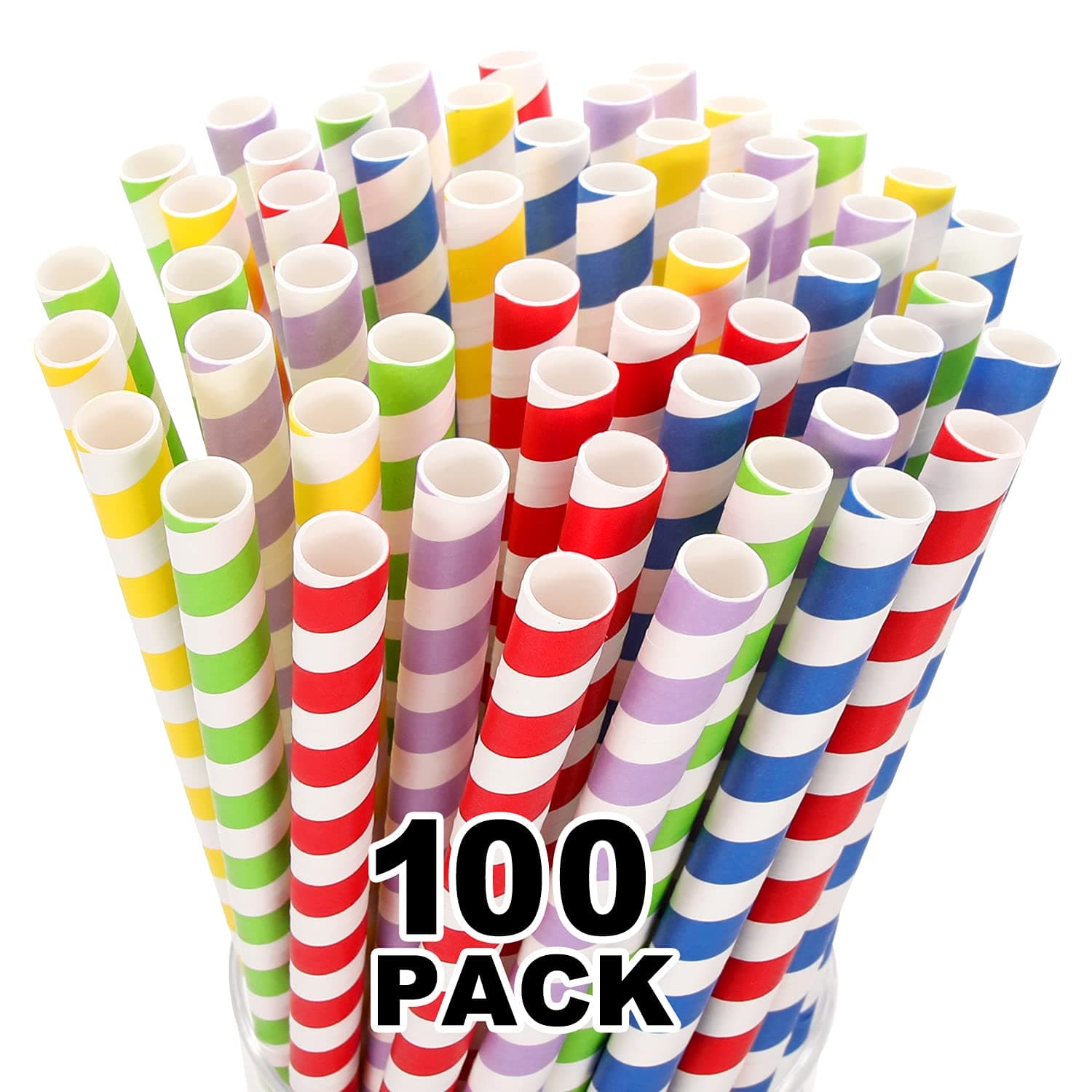 HIWARE 100 Pack, Extra Wide Paper Smoothie, Boba Straws - 10 mm Wide Biodegradable Straws for Bubble Tea (Tapioca, Boba Pearls), Milkshakes, Jumbo Drinks - Shower, Wedding Party Supplies Decorations