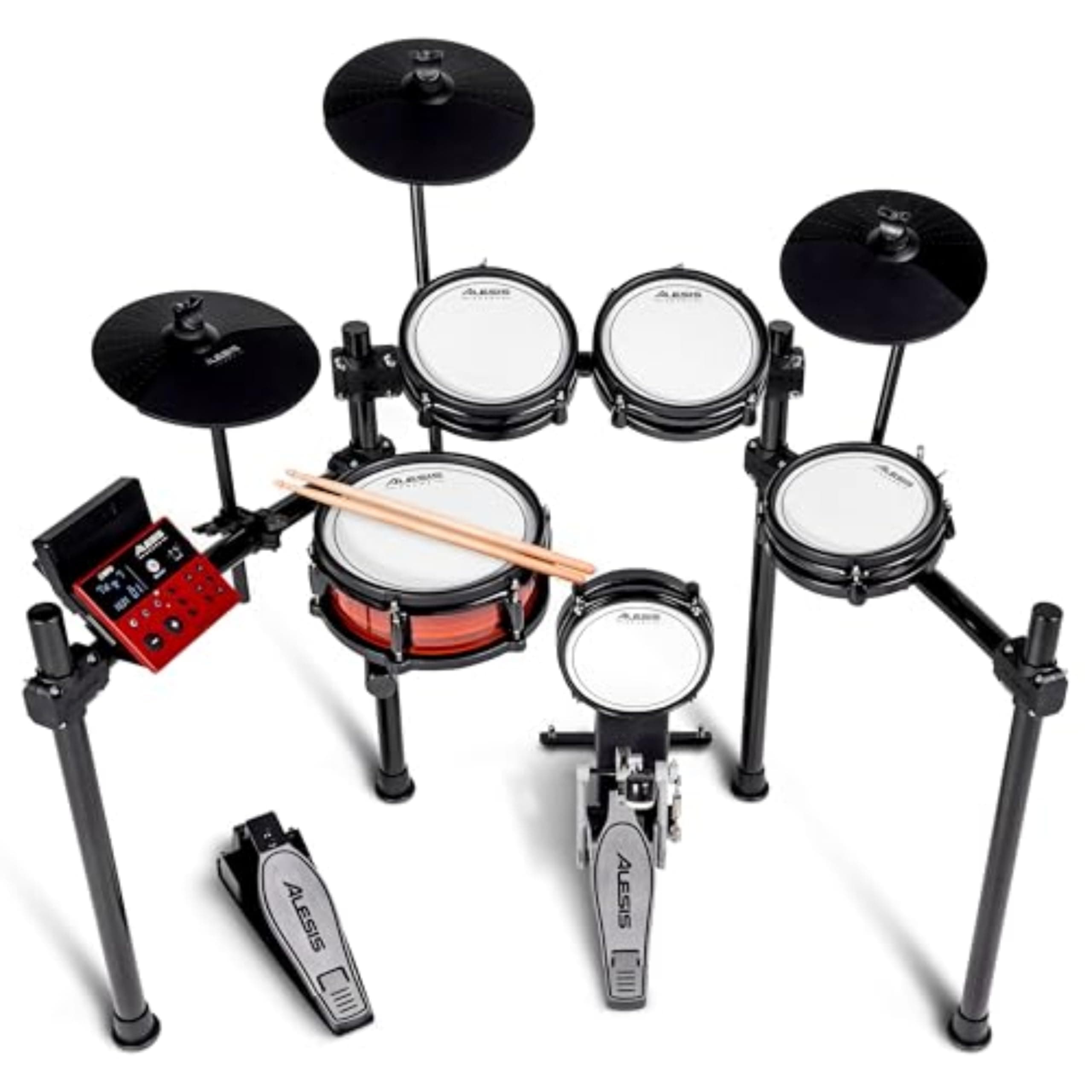 Nitro Pro Electric Drum Kit with Dual-Zone Quiet Mesh Pads, 500+ Authentic BFD Sounds, Bluetooth, Drumeo, USB MIDI, Double Kick Compatible