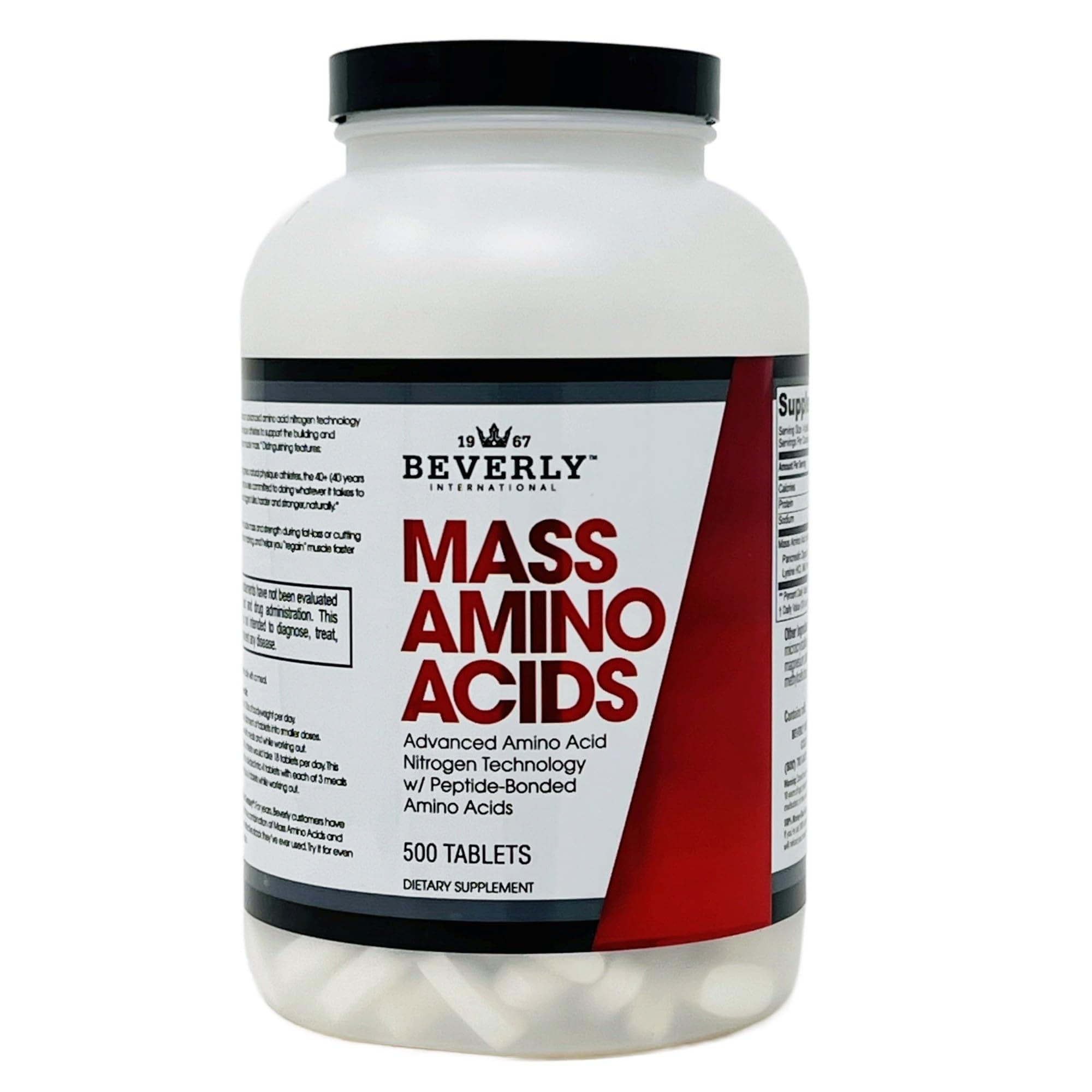 Mass Amino Acids, 500 Tabs. Use Pre-Post Workout, with Meals, Essential for Muscle Recovery and Repair. Complete Amino Acid Profile