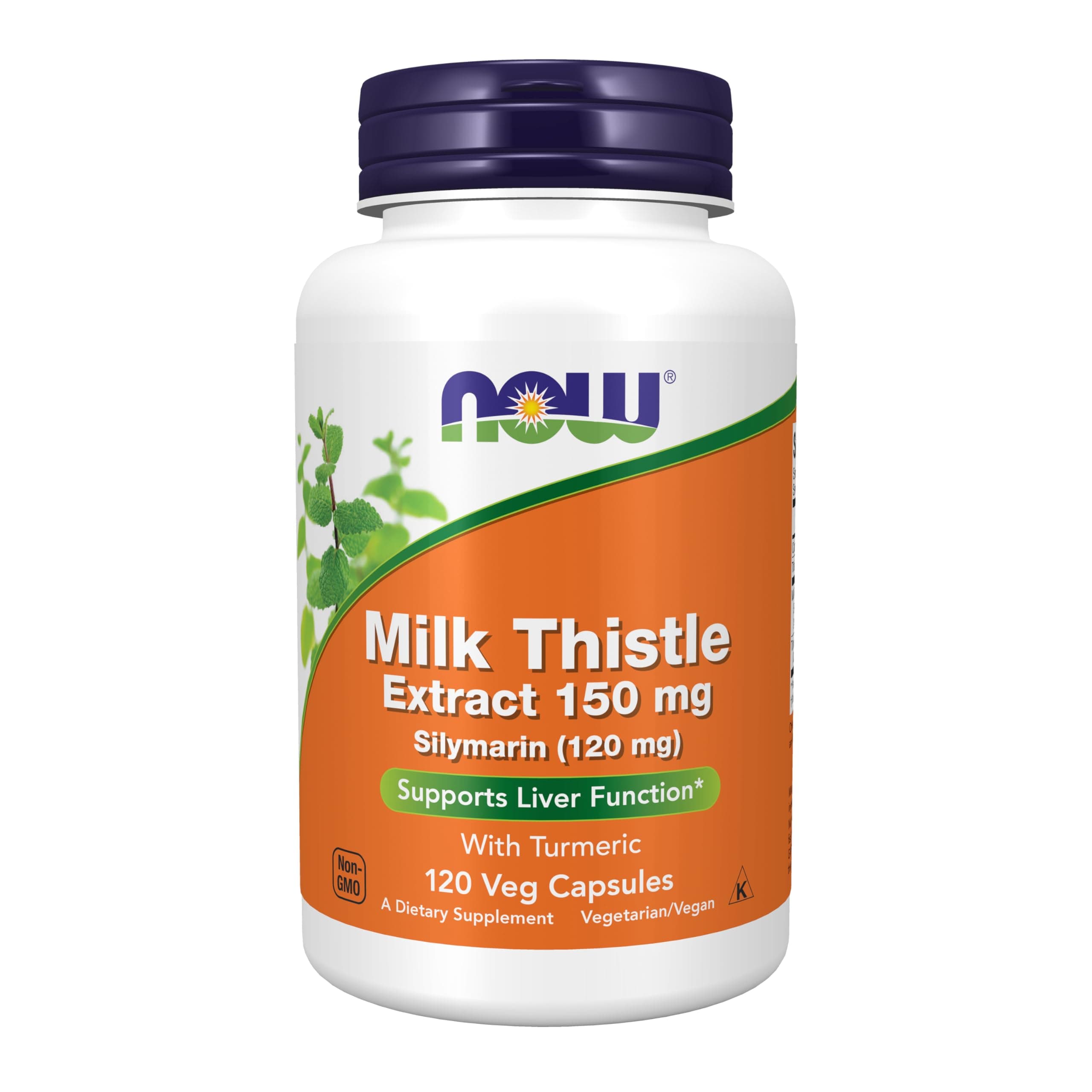 NOW Supplements, Silymarin Milk Thistle Extract 150 mg with Turmeric, Supports Liver Function*, 120 Veg Capsules